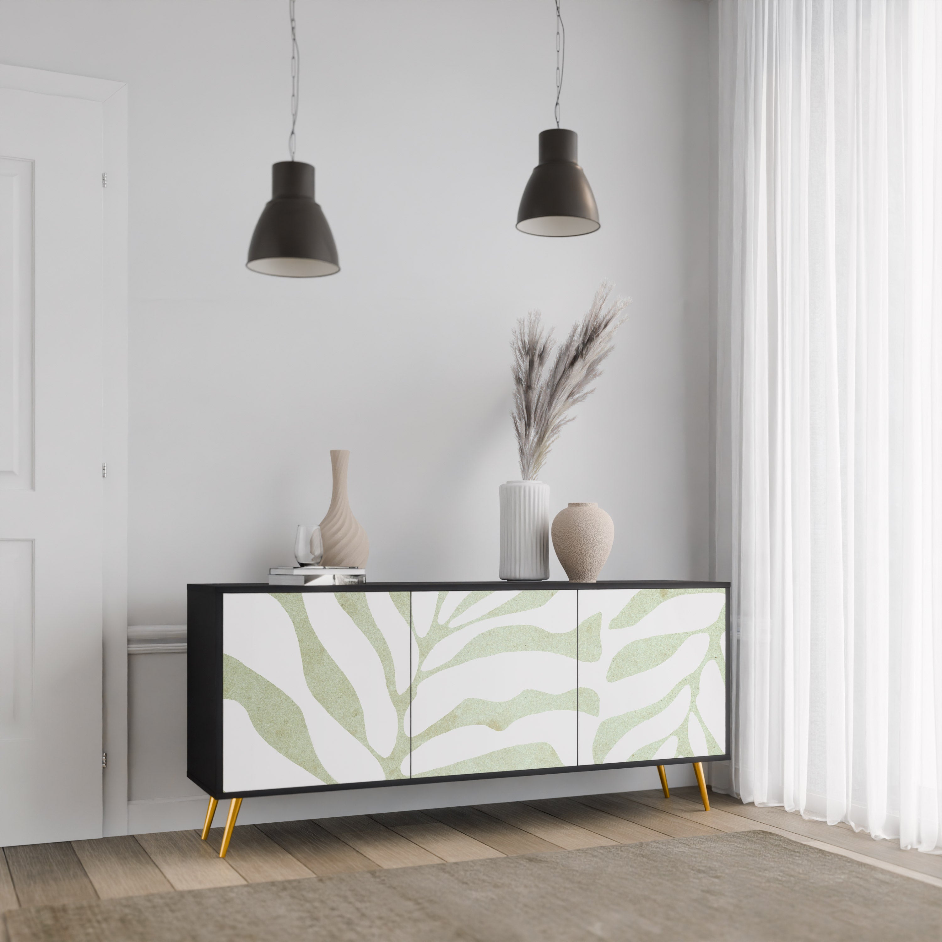 Buffet 3 portes BOTANICAL SPARK finition noire