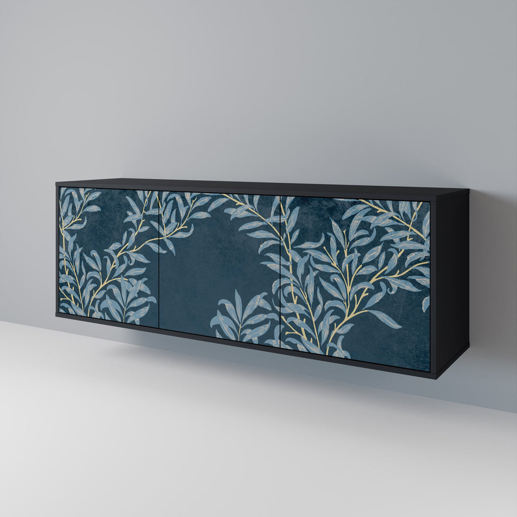 Buffet 3 portes BLUE LEAVES en finition noire