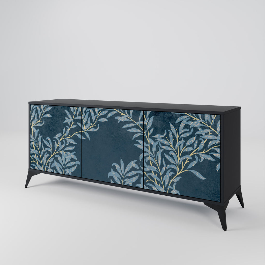 Buffet 3 portes BLUE LEAVES en finition noire