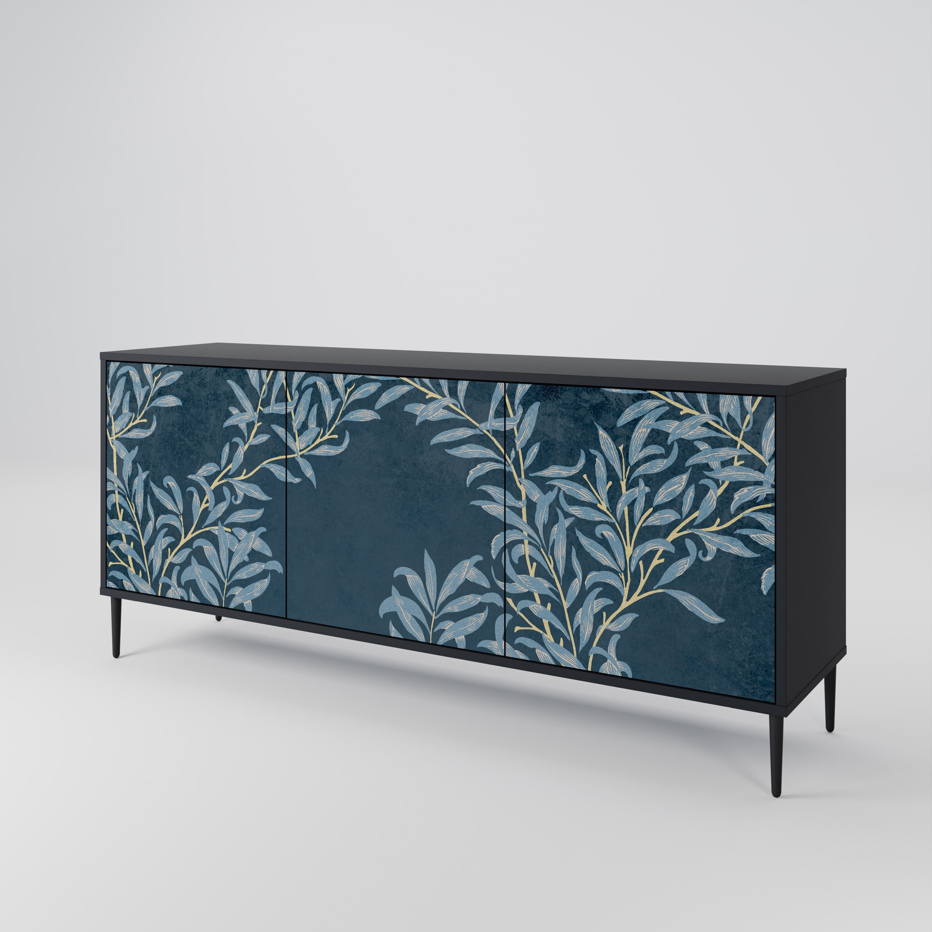 Buffet 3 portes BLUE LEAVES en finition noire