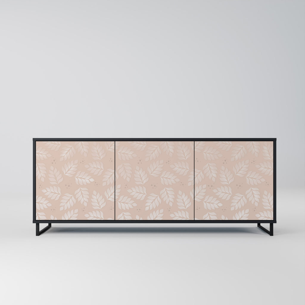 Buffet 3 portes LEAVES ON BEIGE finition noire