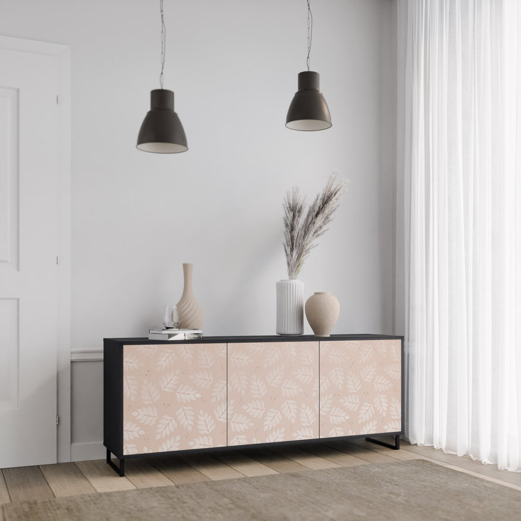 Buffet 3 portes LEAVES ON BEIGE finition noire