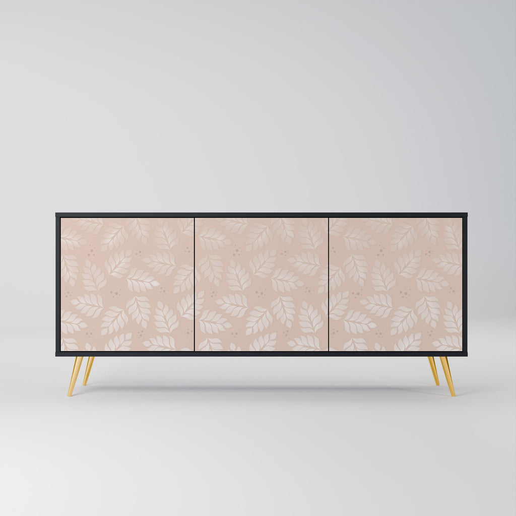 Buffet 3 portes LEAVES ON BEIGE finition noire