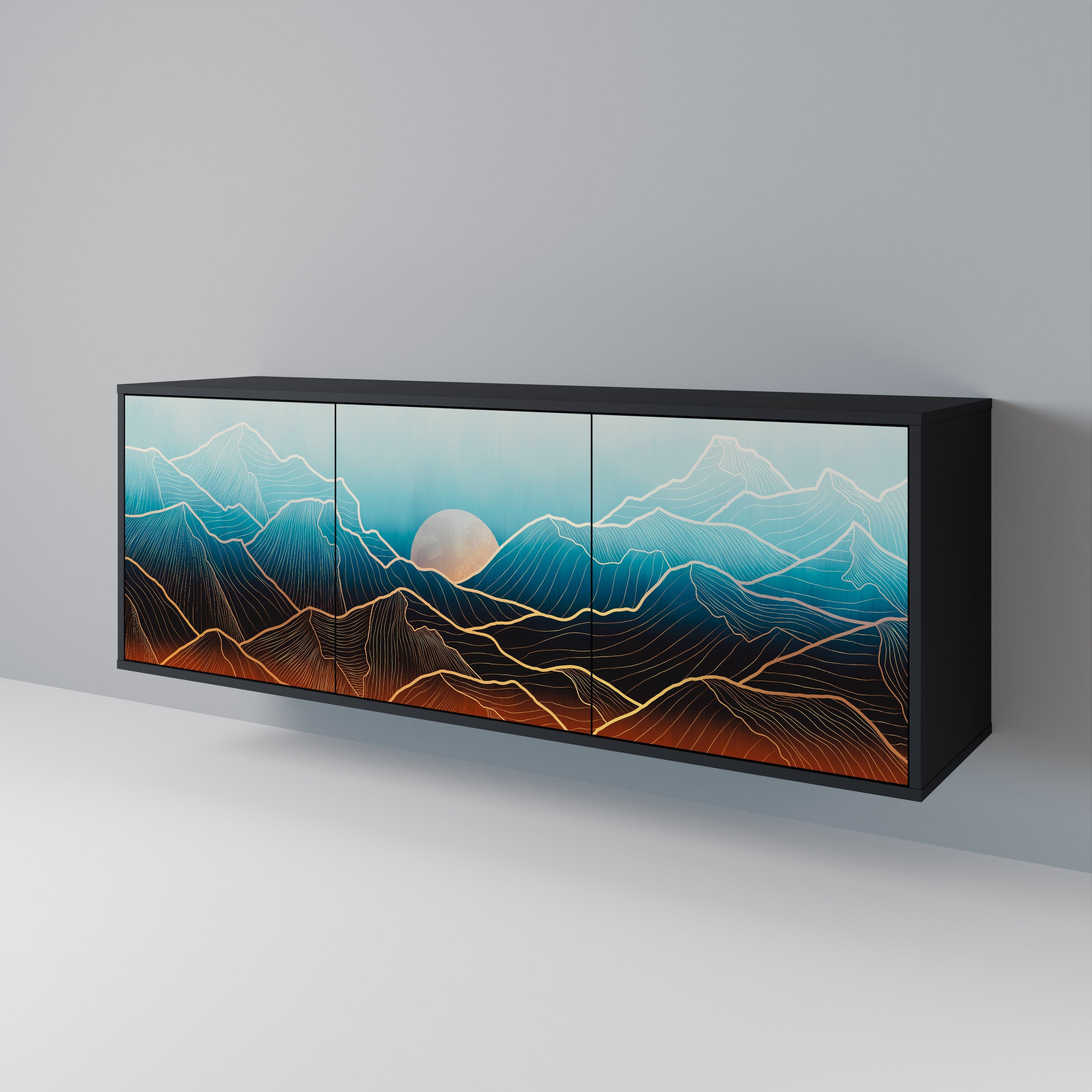 Buffet 3 portes LUNAR SECRETS en finition noire