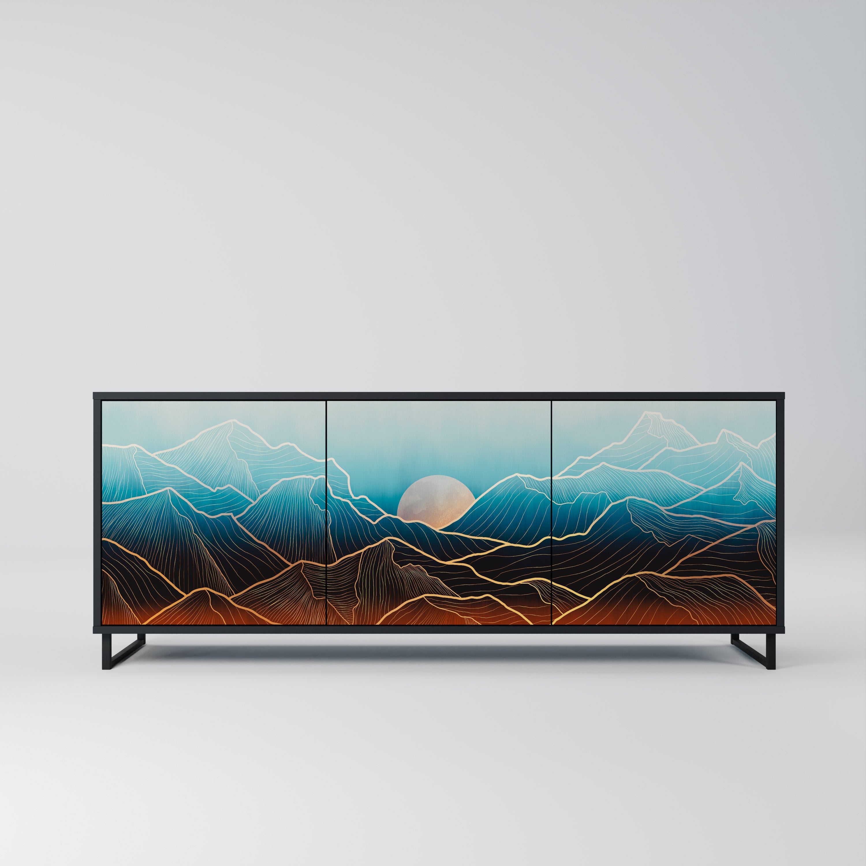 Buffet 3 portes LUNAR SECRETS en finition noire