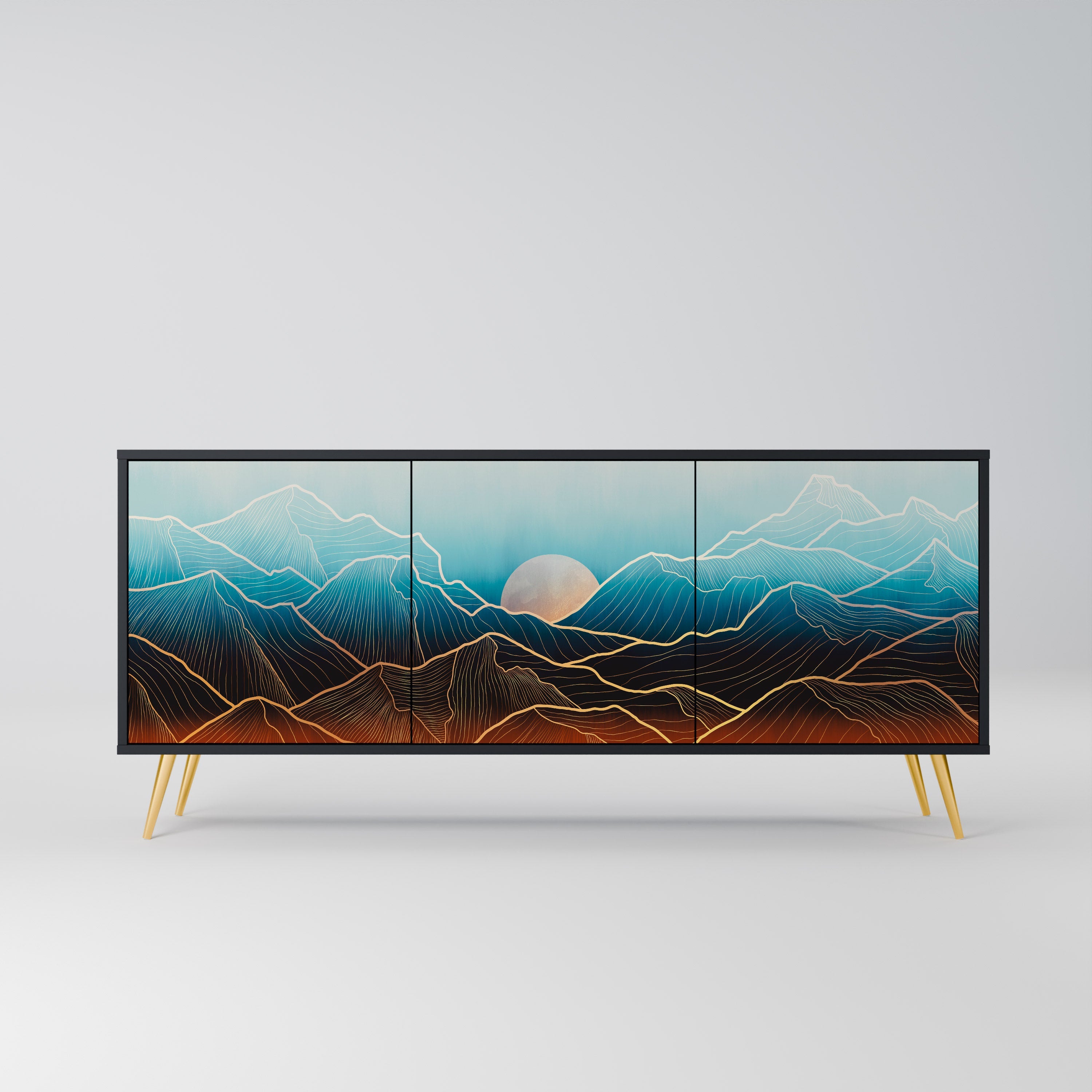 Buffet 3 portes LUNAR SECRETS en finition noire