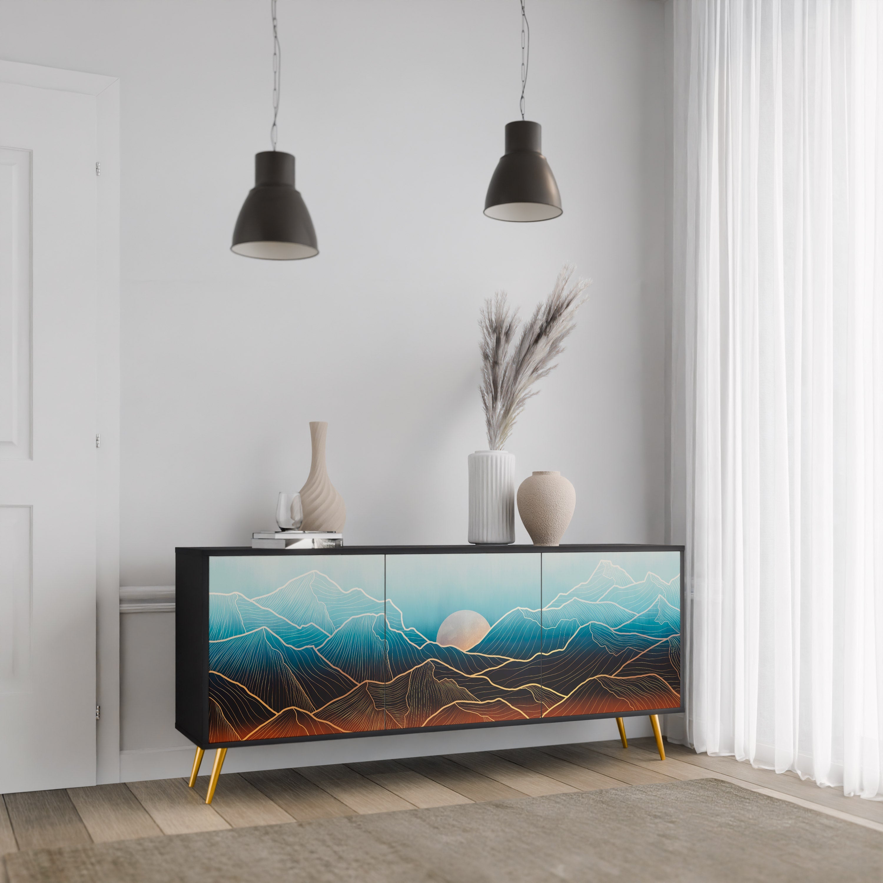 Buffet 3 portes LUNAR SECRETS en finition noire