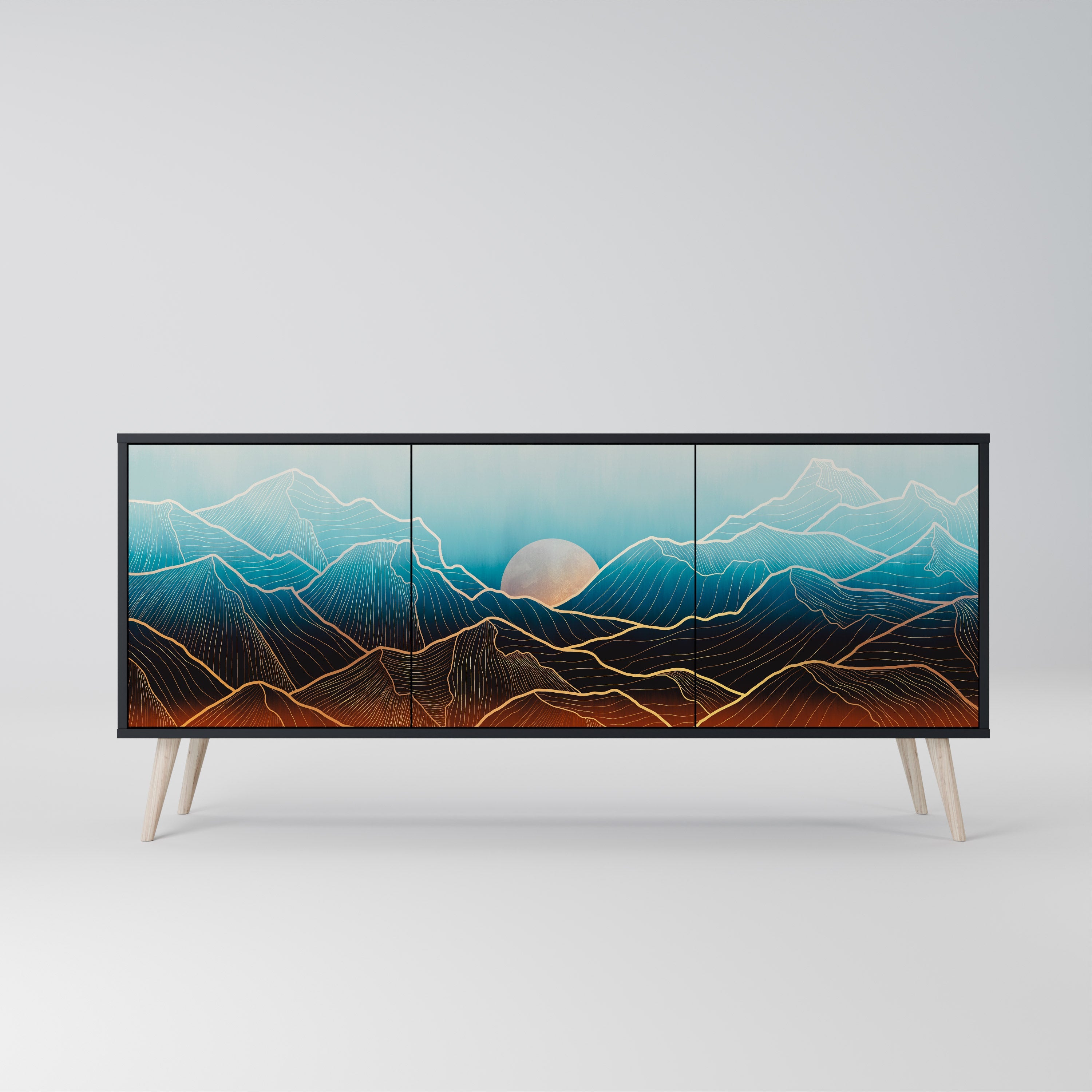 Buffet 3 portes LUNAR SECRETS en finition noire