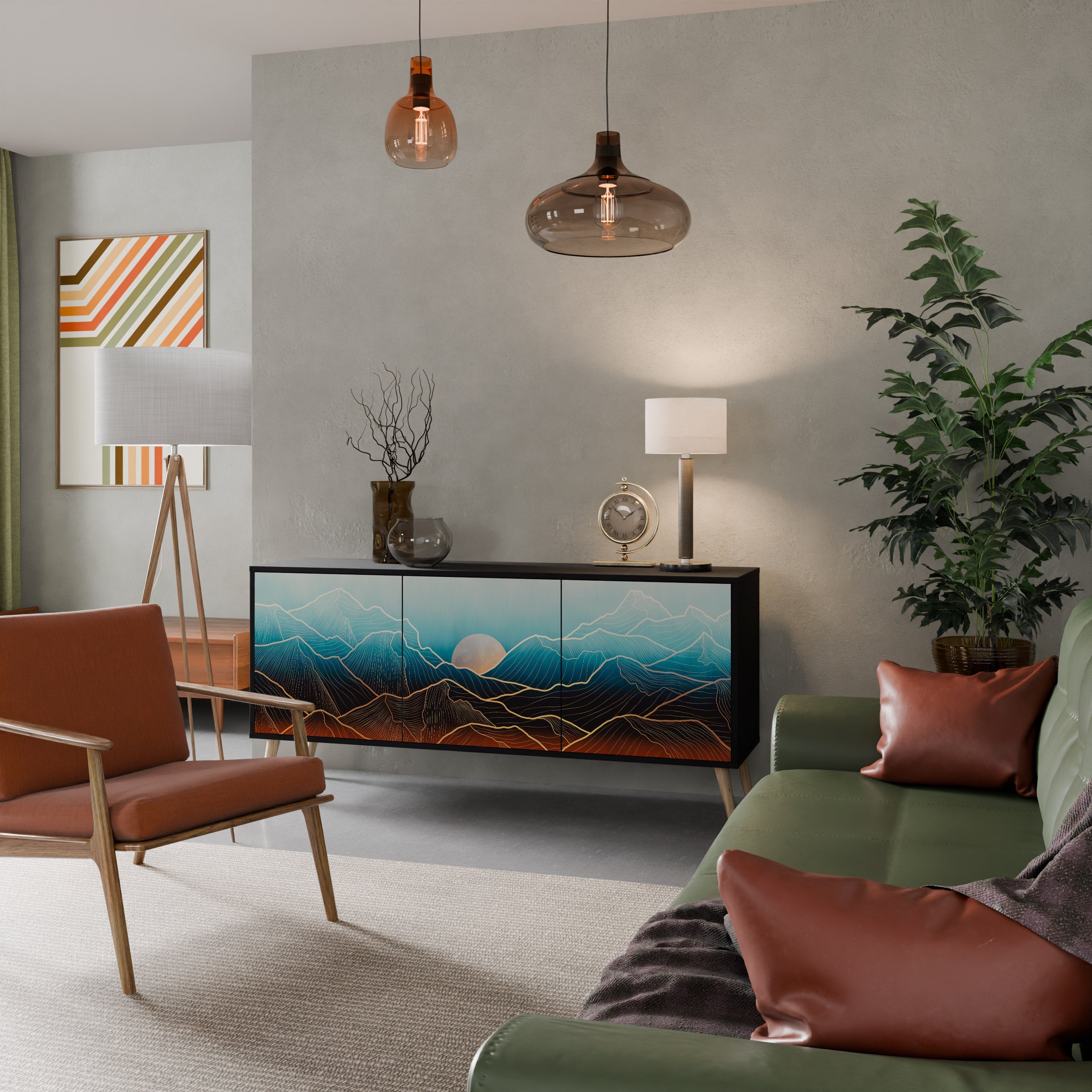 Buffet 3 portes LUNAR SECRETS en finition noire