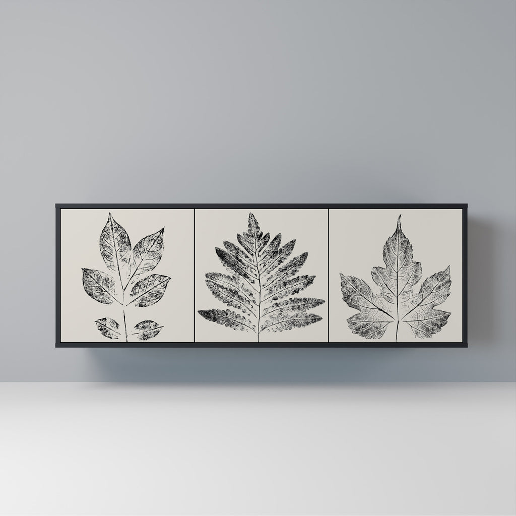 Buffet 3 portes LEAFY STAMPS finition noire
