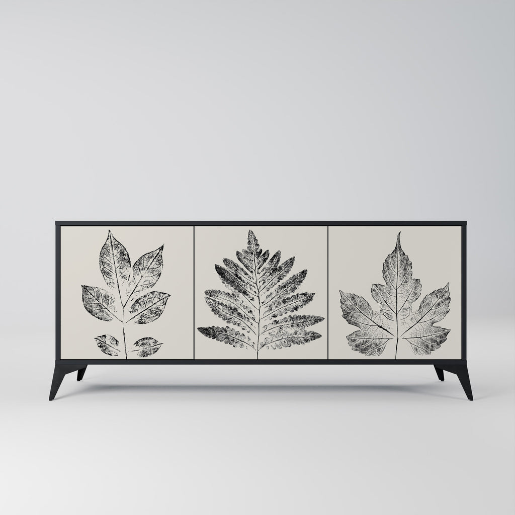 Buffet 3 portes LEAFY STAMPS finition noire