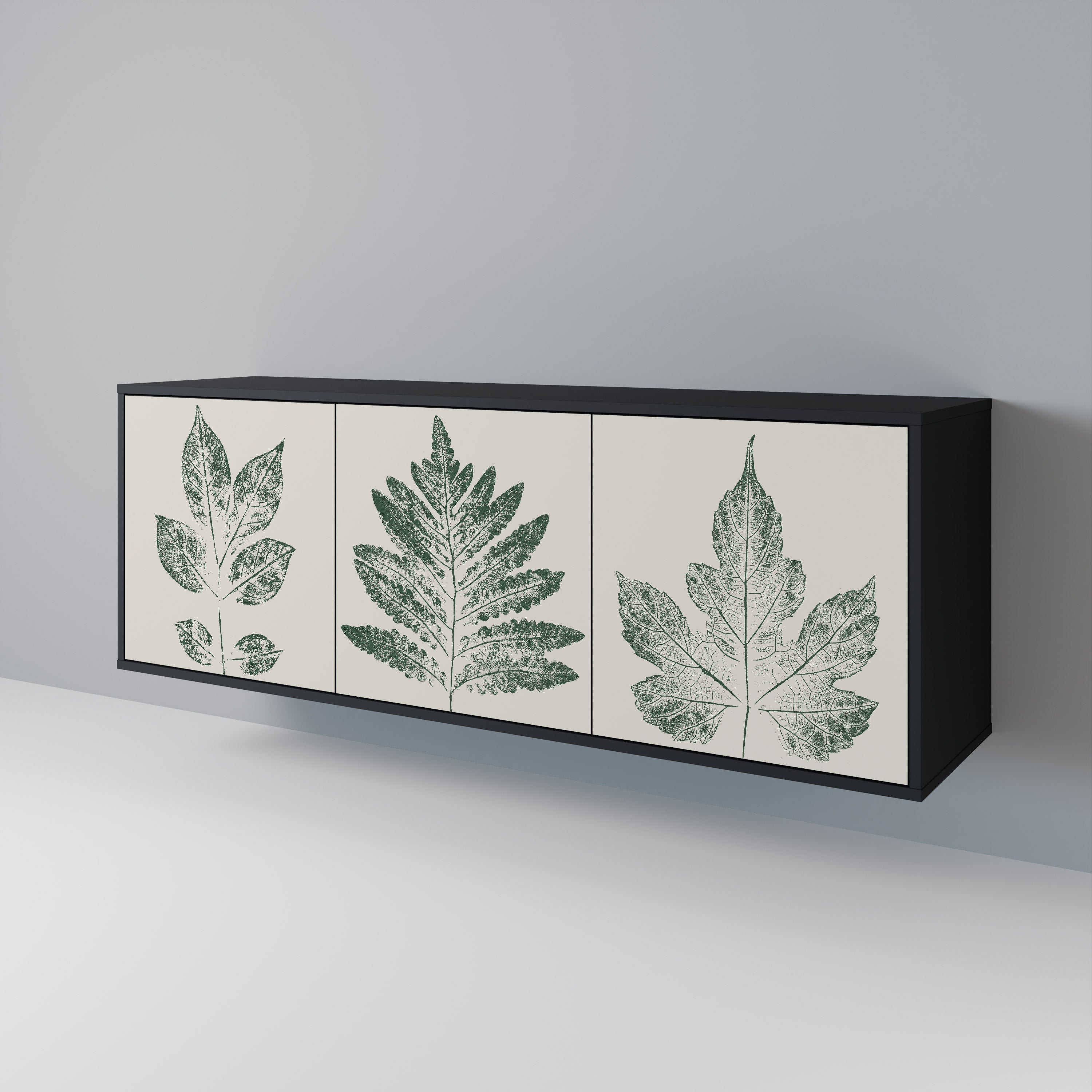 Buffet 3 portes GREEN LEAFY STAMPS finition noire