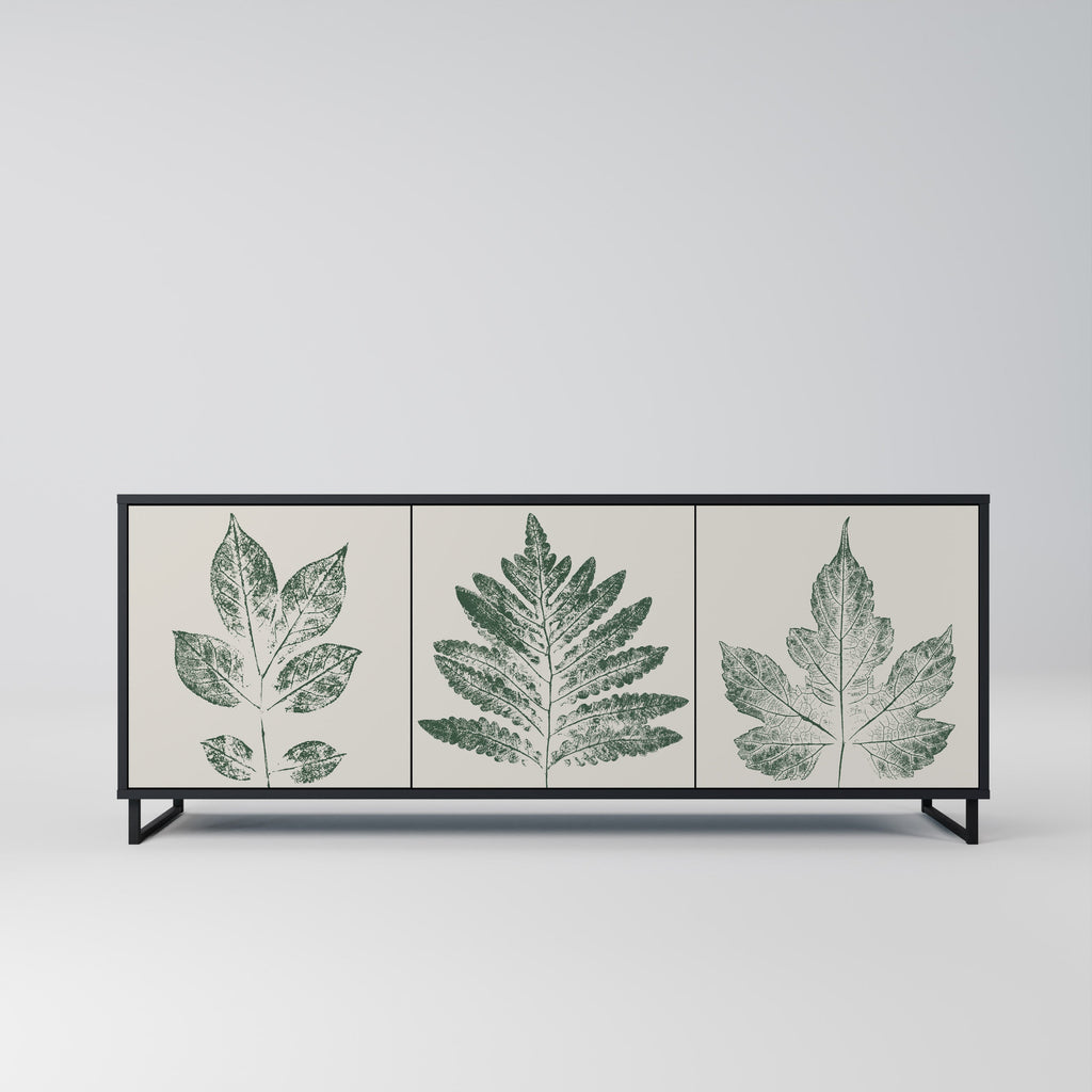 Buffet 3 portes GREEN LEAFY STAMPS finition noire