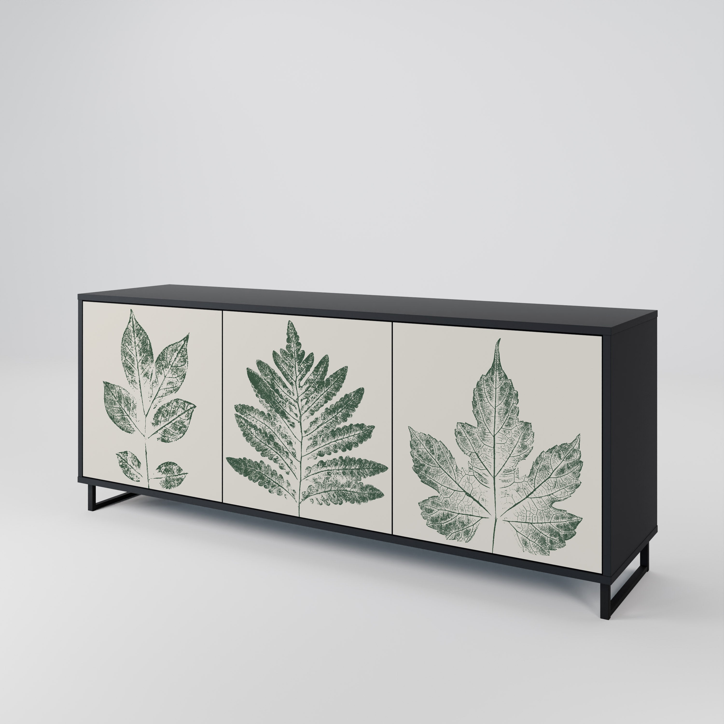 Buffet 3 portes GREEN LEAFY STAMPS finition noire