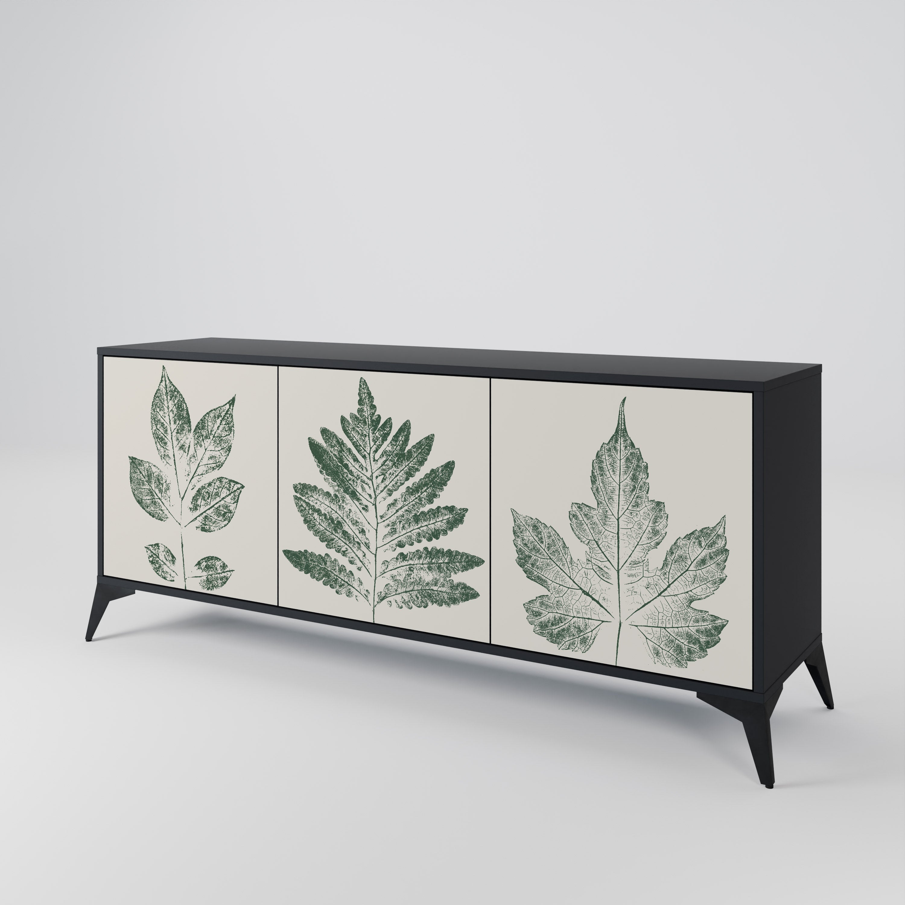 Buffet 3 portes GREEN LEAFY STAMPS finition noire