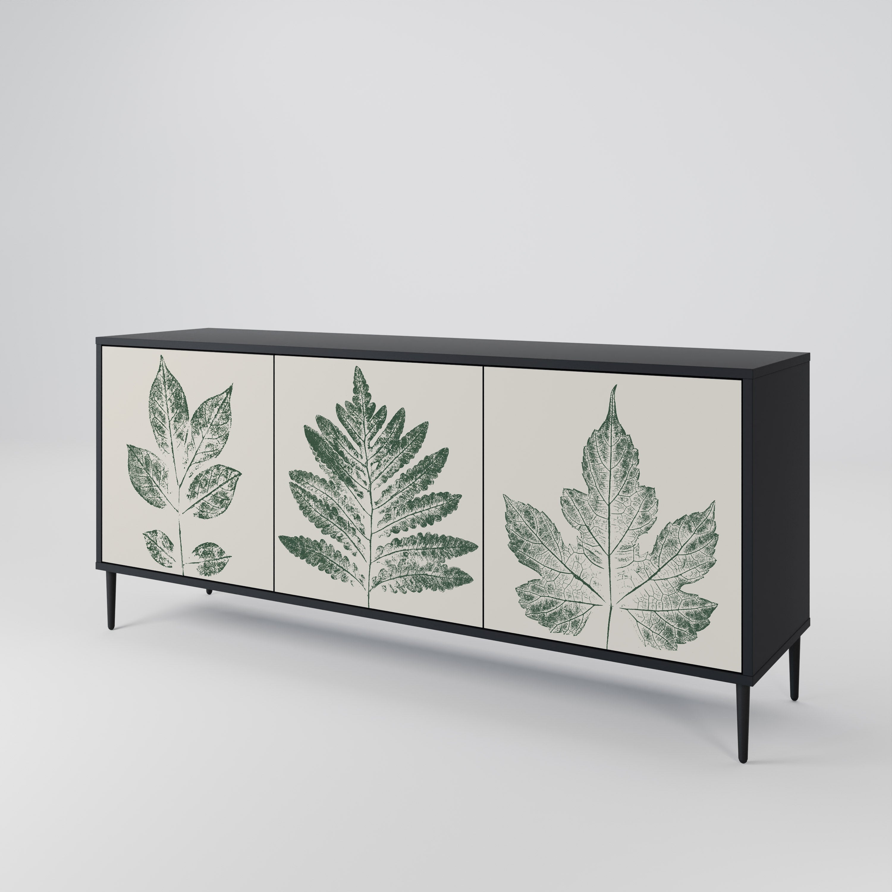 Buffet 3 portes GREEN LEAFY STAMPS finition noire