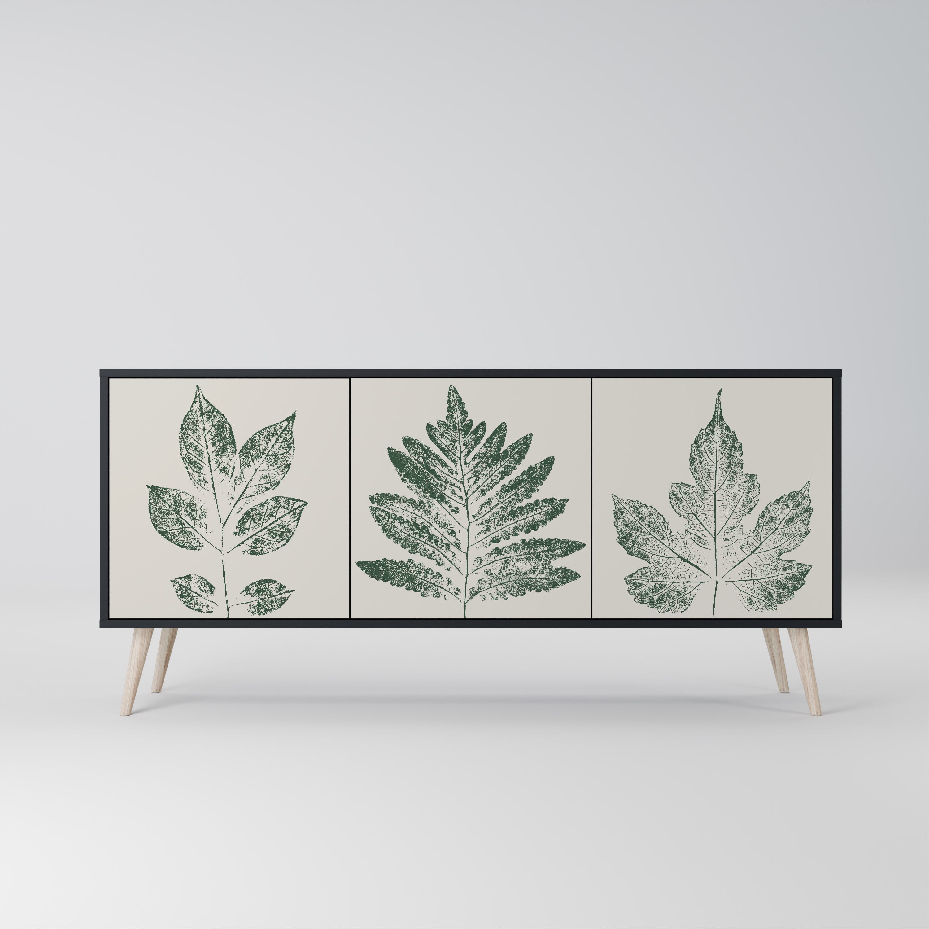 Buffet 3 portes GREEN LEAFY STAMPS finition noire