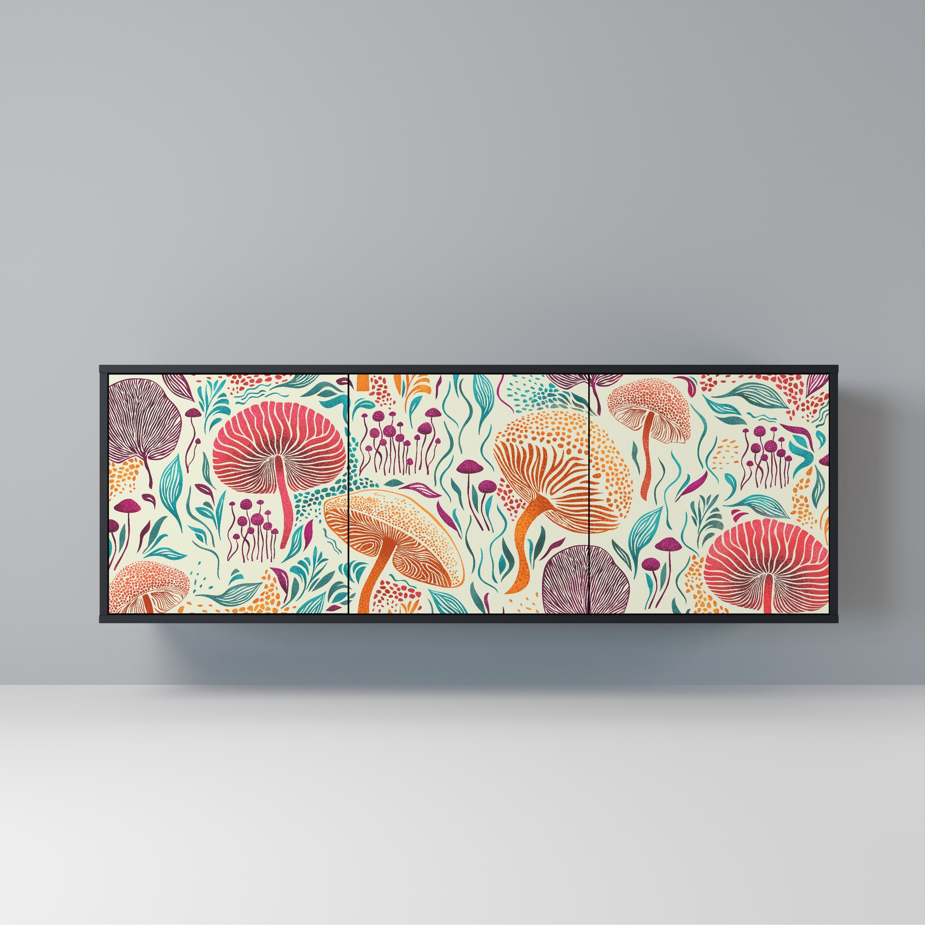 Buffet 3 portes Fungus Fantasy en finition noire