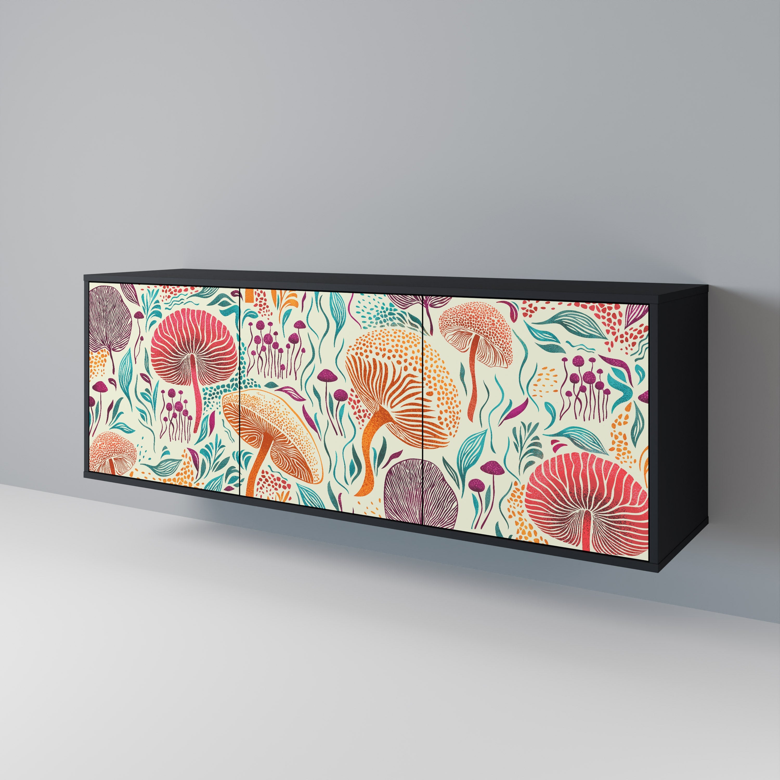 Buffet 3 portes Fungus Fantasy en finition noire