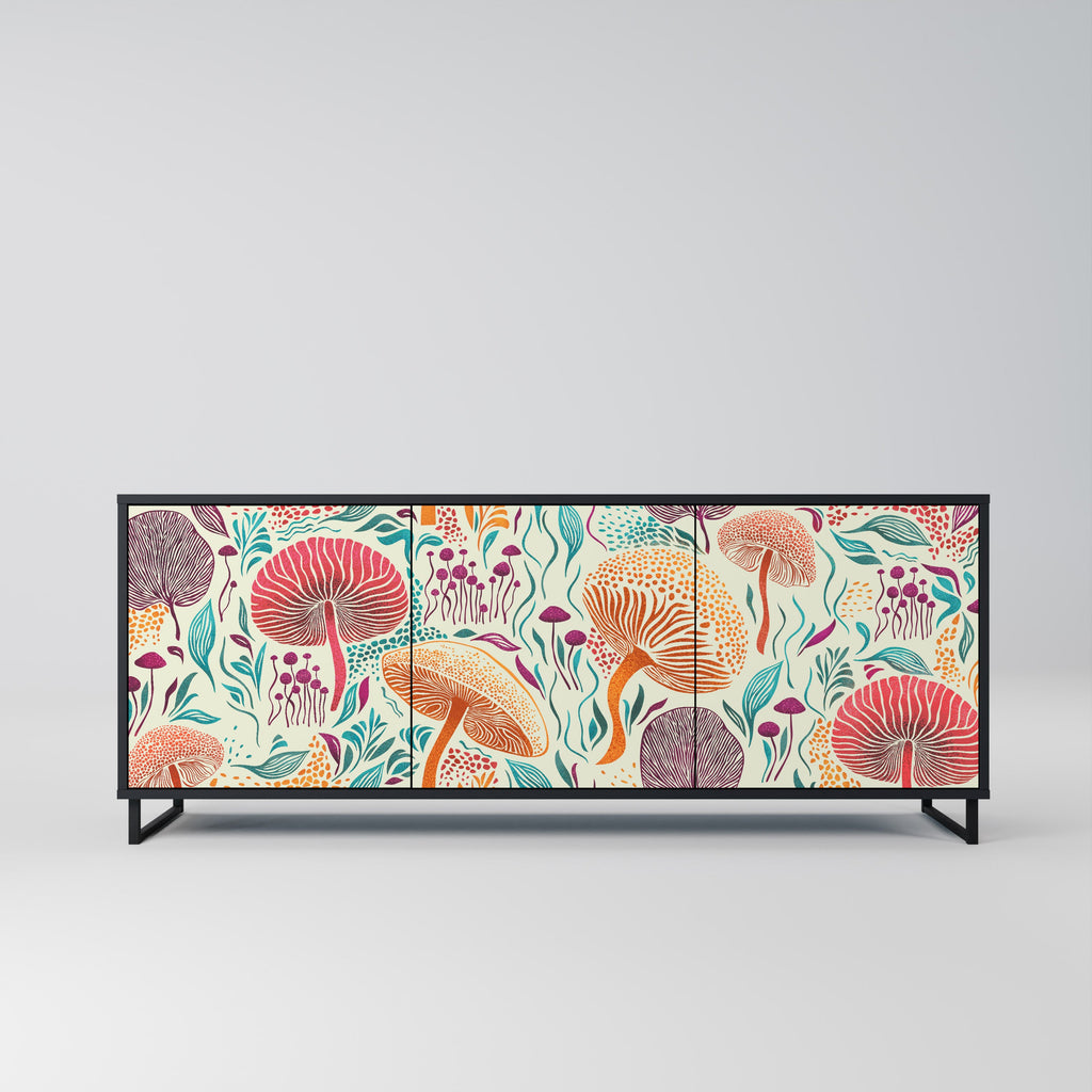 Buffet 3 portes Fungus Fantasy en finition noire