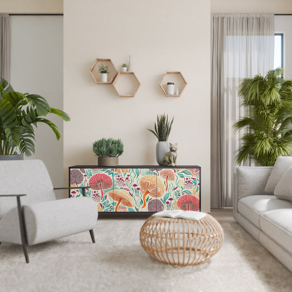 Buffet 3 portes Fungus Fantasy en finition noire