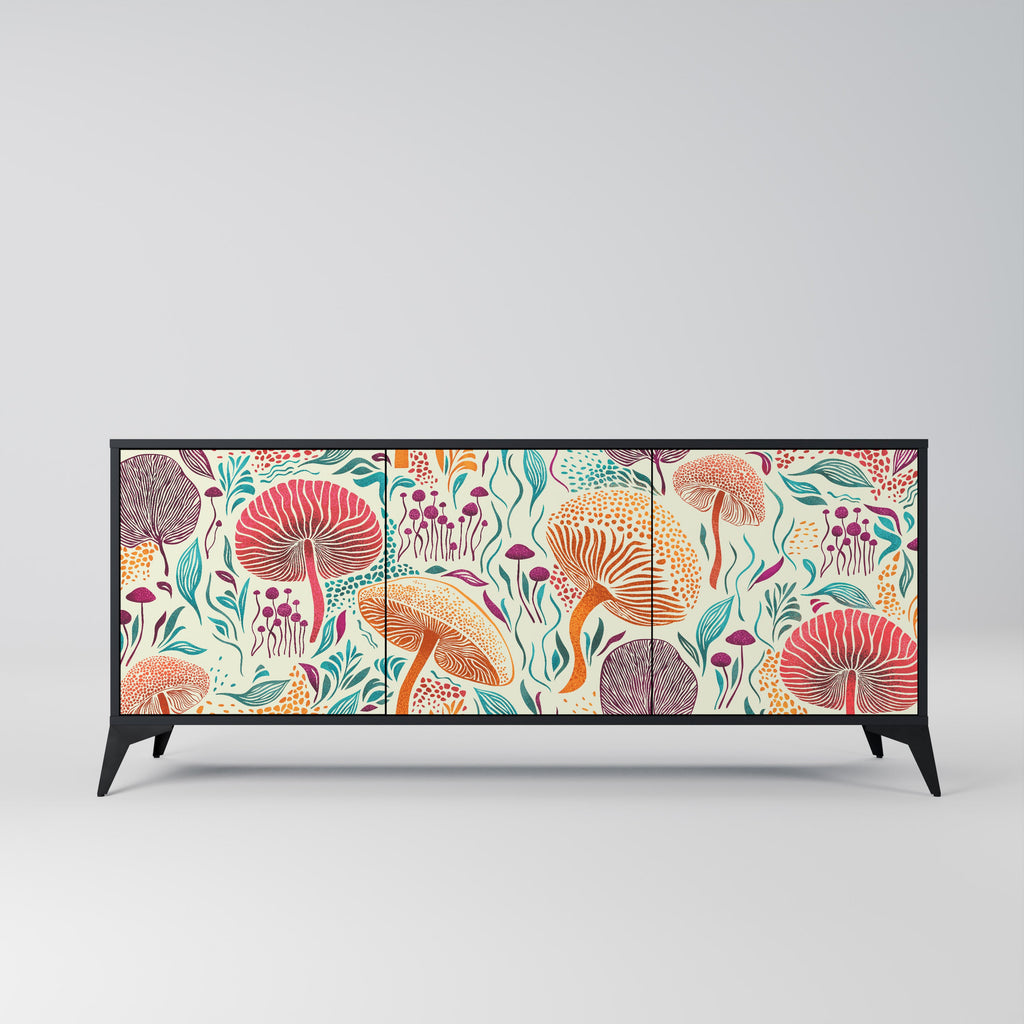 Buffet 3 portes Fungus Fantasy en finition noire
