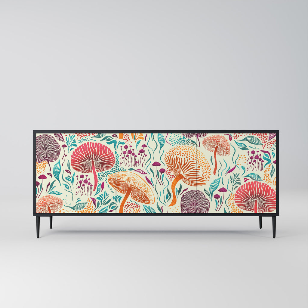 Buffet 3 portes Fungus Fantasy en finition noire