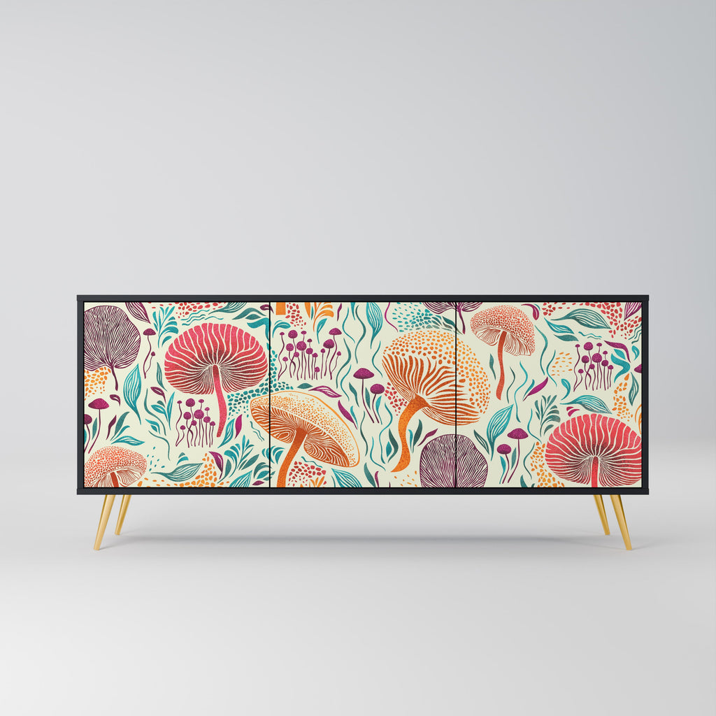 Buffet 3 portes Fungus Fantasy en finition noire