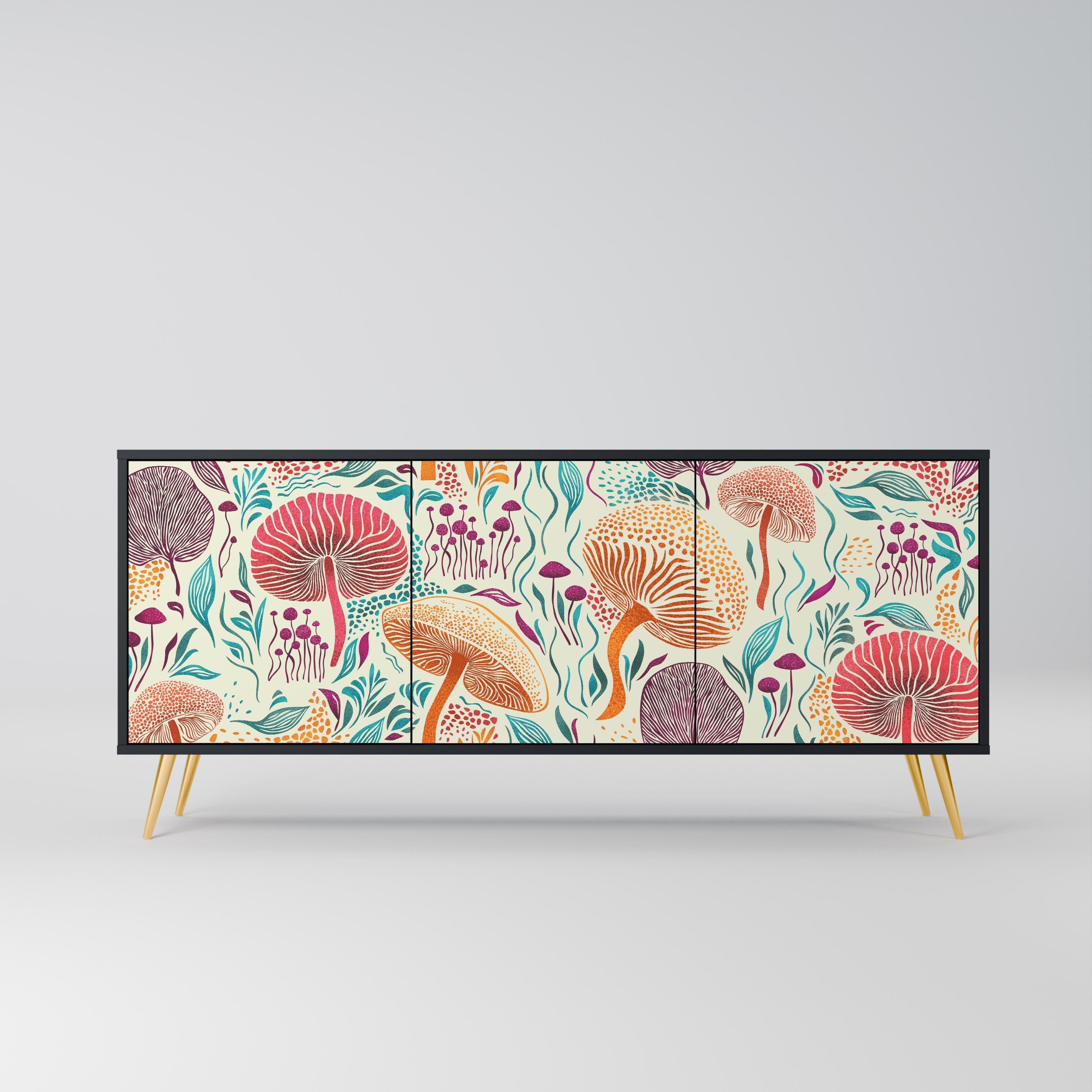 Buffet 3 portes Fungus Fantasy en finition noire