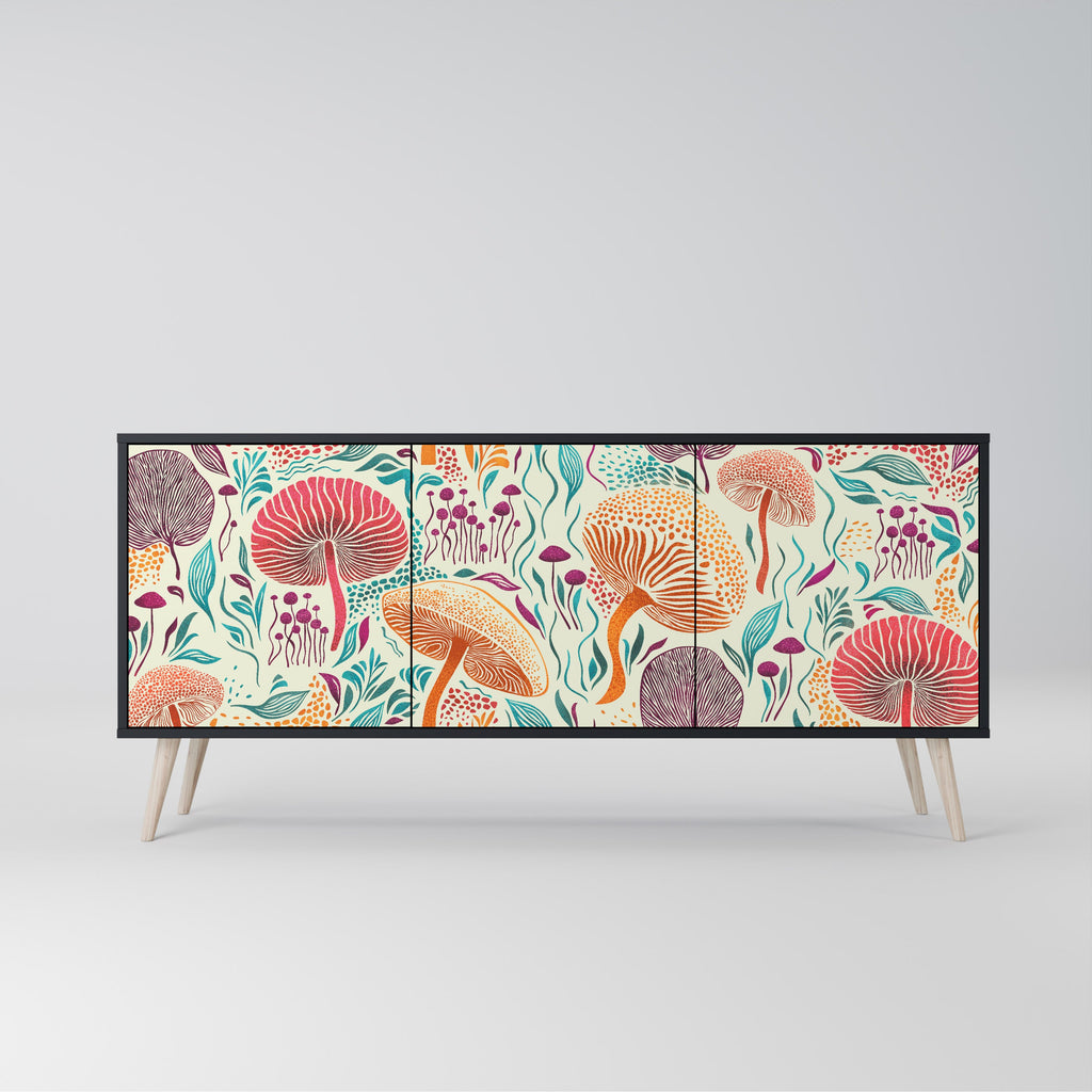 Buffet 3 portes Fungus Fantasy en finition noire