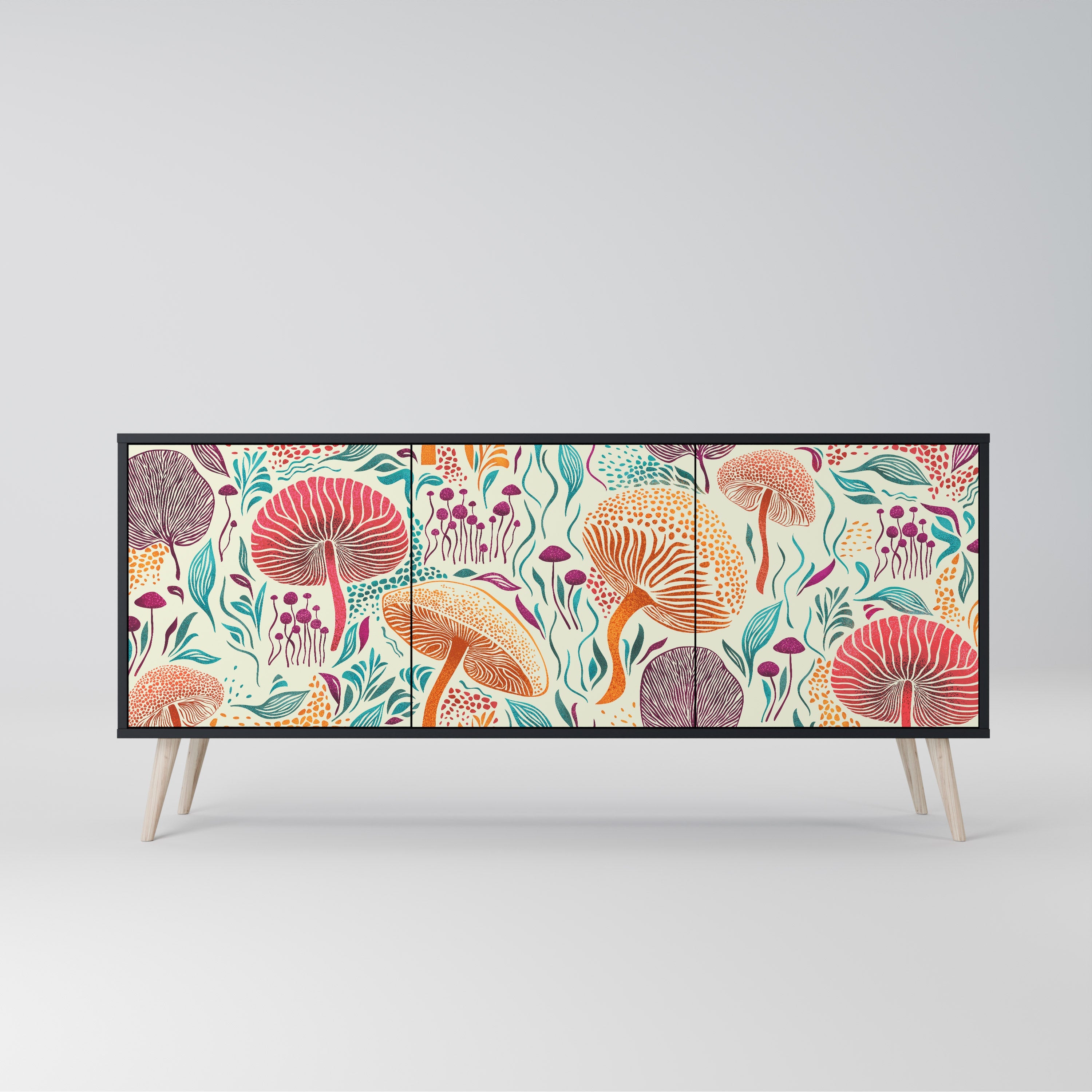 Buffet 3 portes Fungus Fantasy en finition noire