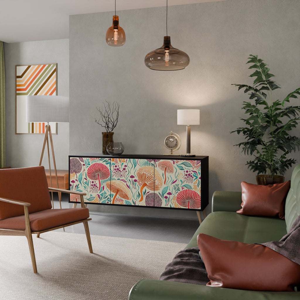 Buffet 3 portes Fungus Fantasy en finition noire