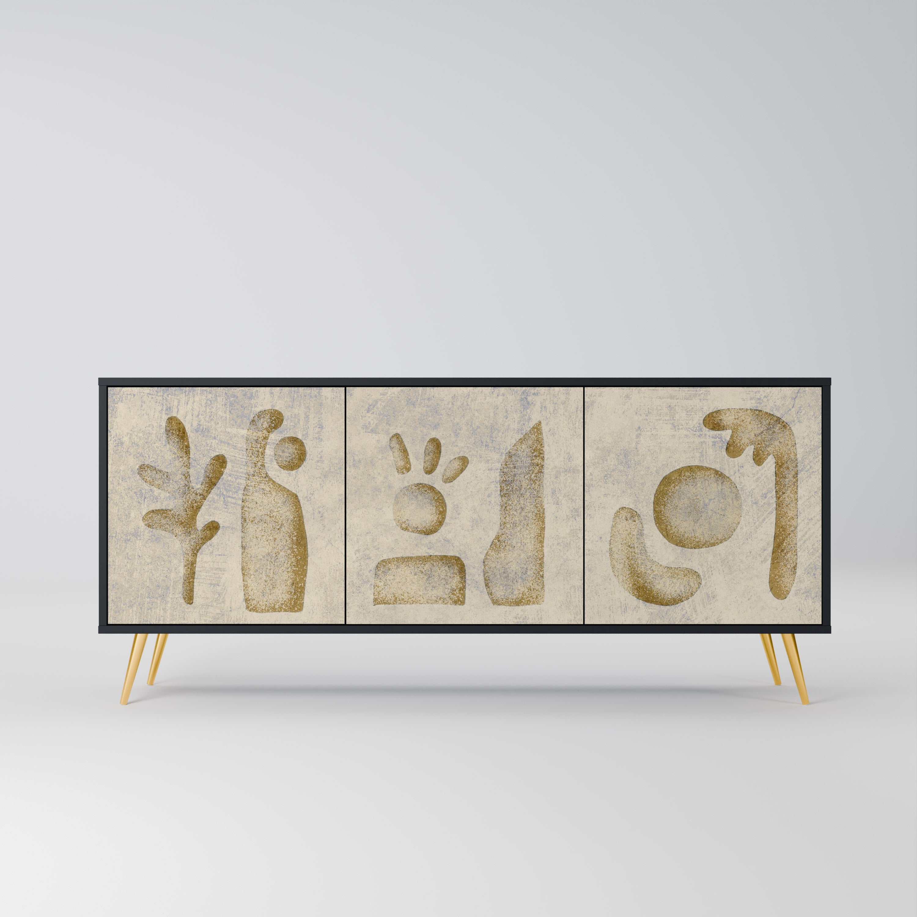 Buffet 3 portes SAND SCULPTURES en finition noire