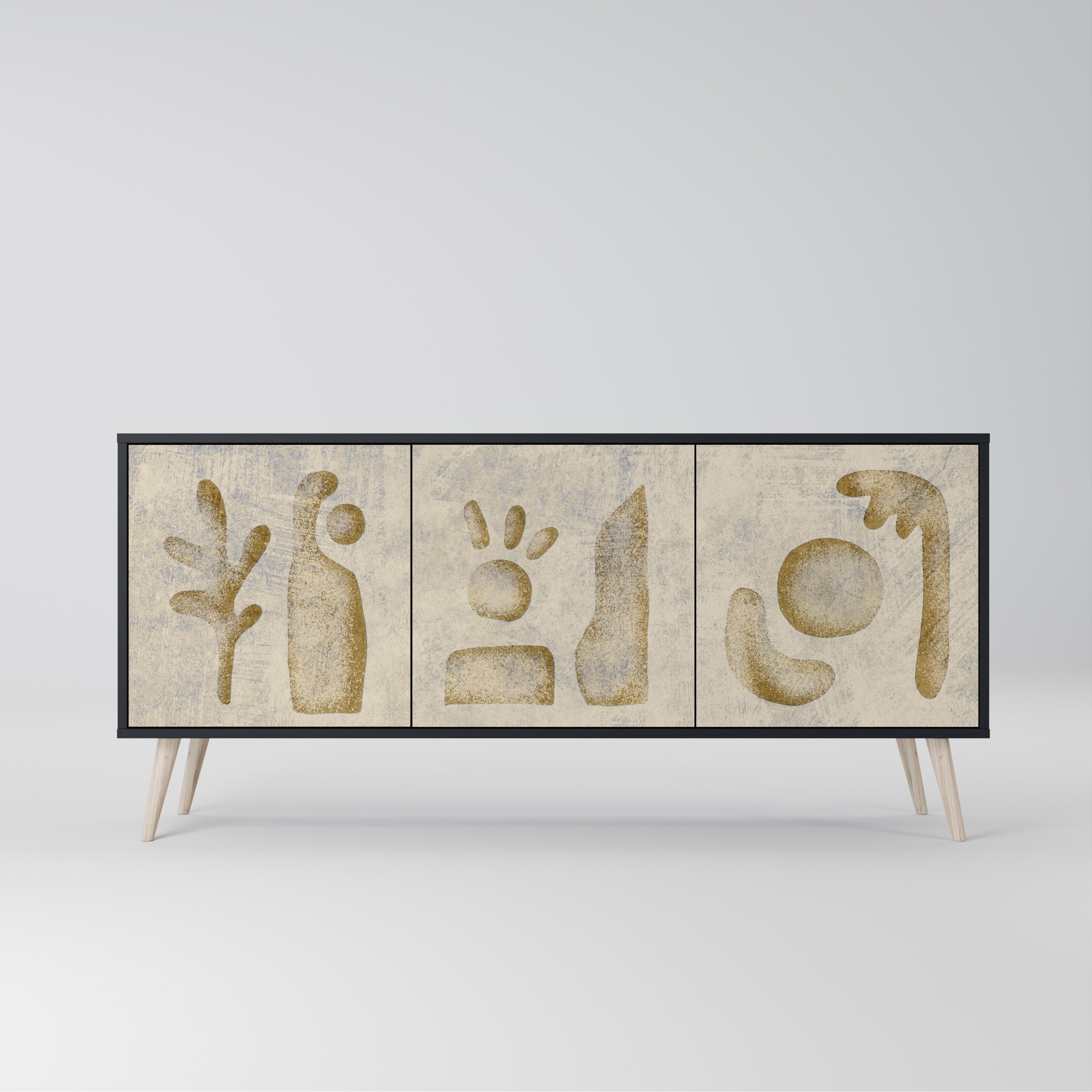 Buffet 3 portes SAND SCULPTURES en finition noire
