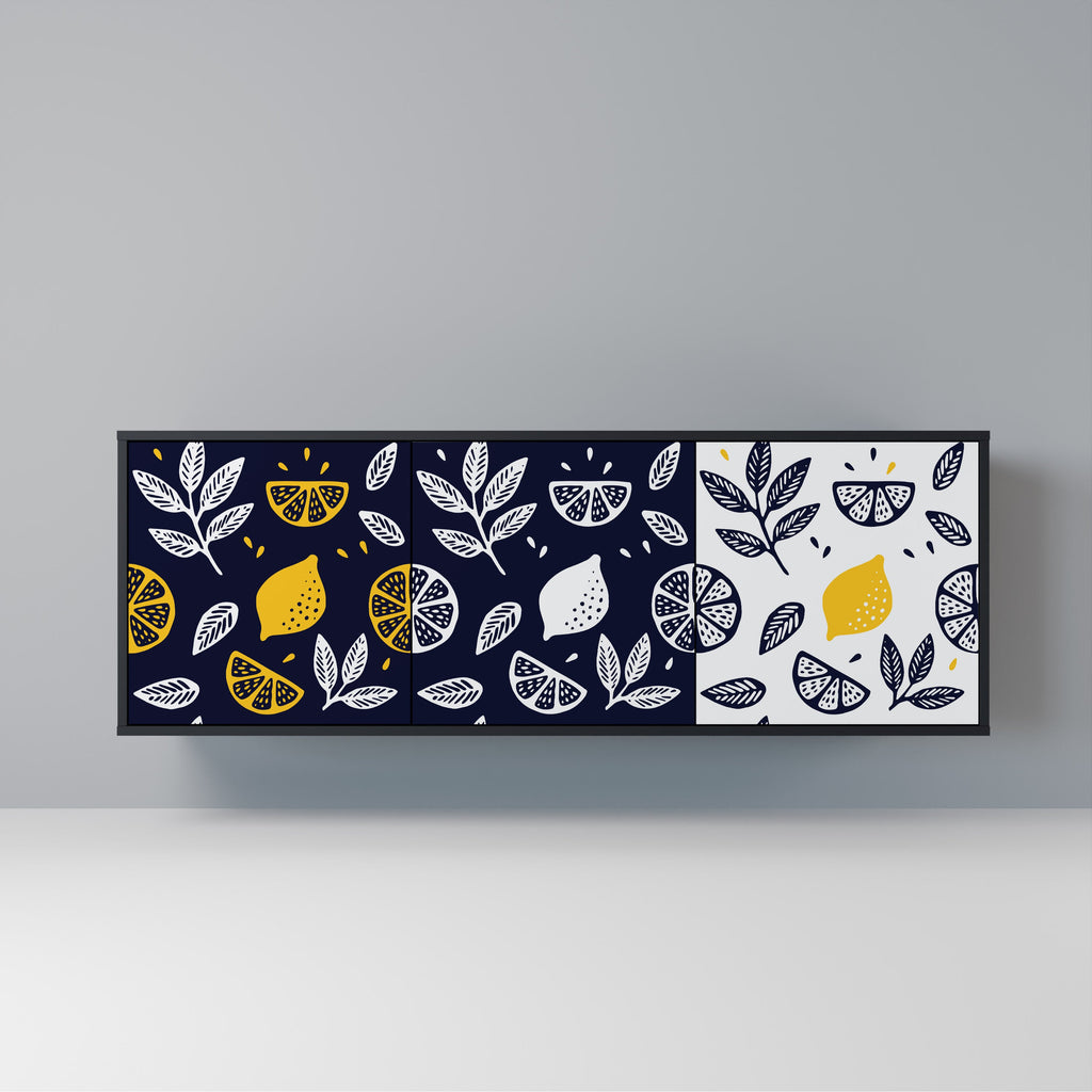 Buffet 3 portes CITRUS NOIR ET BLANC en finition noire