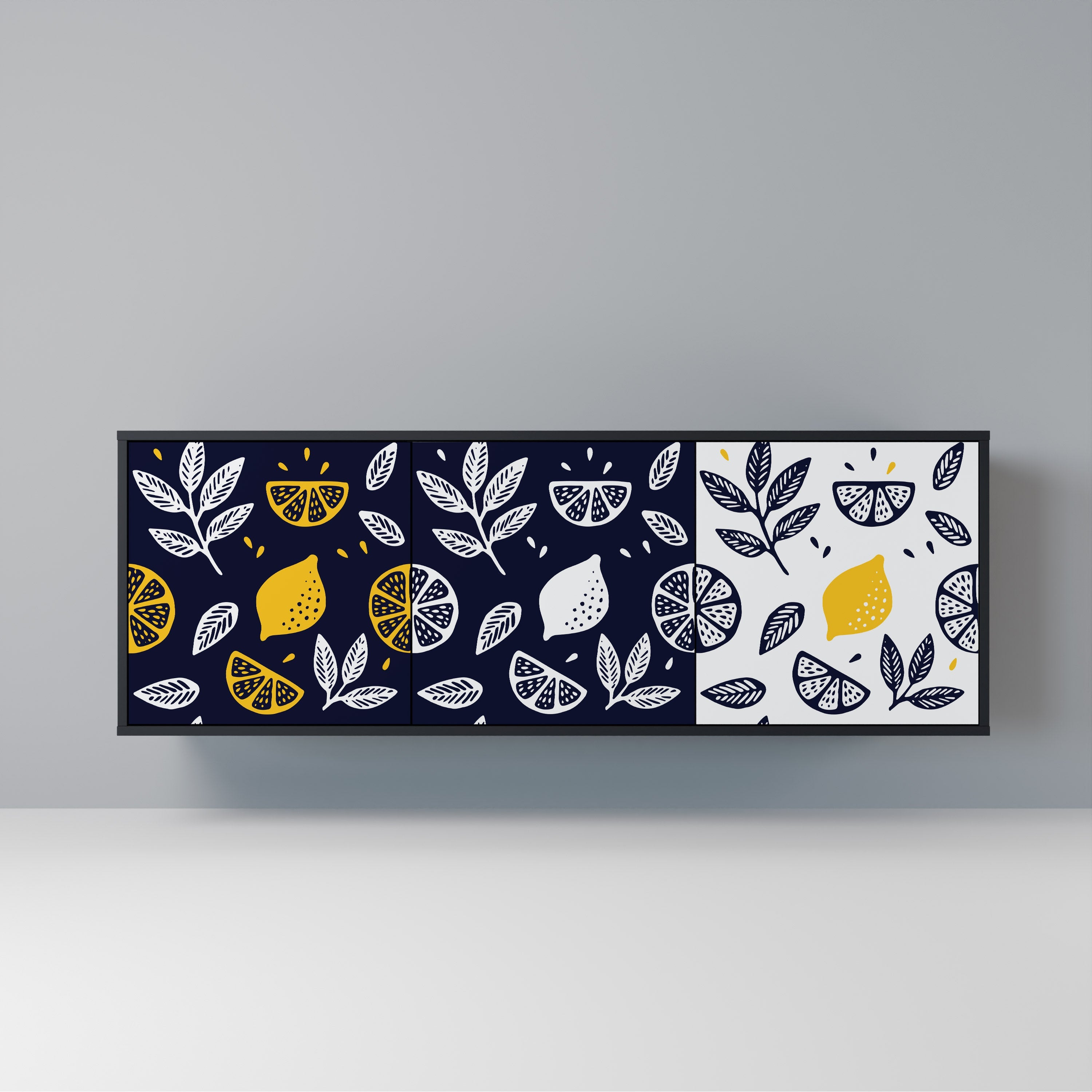 Buffet 3 portes CITRUS NOIR ET BLANC en finition noire