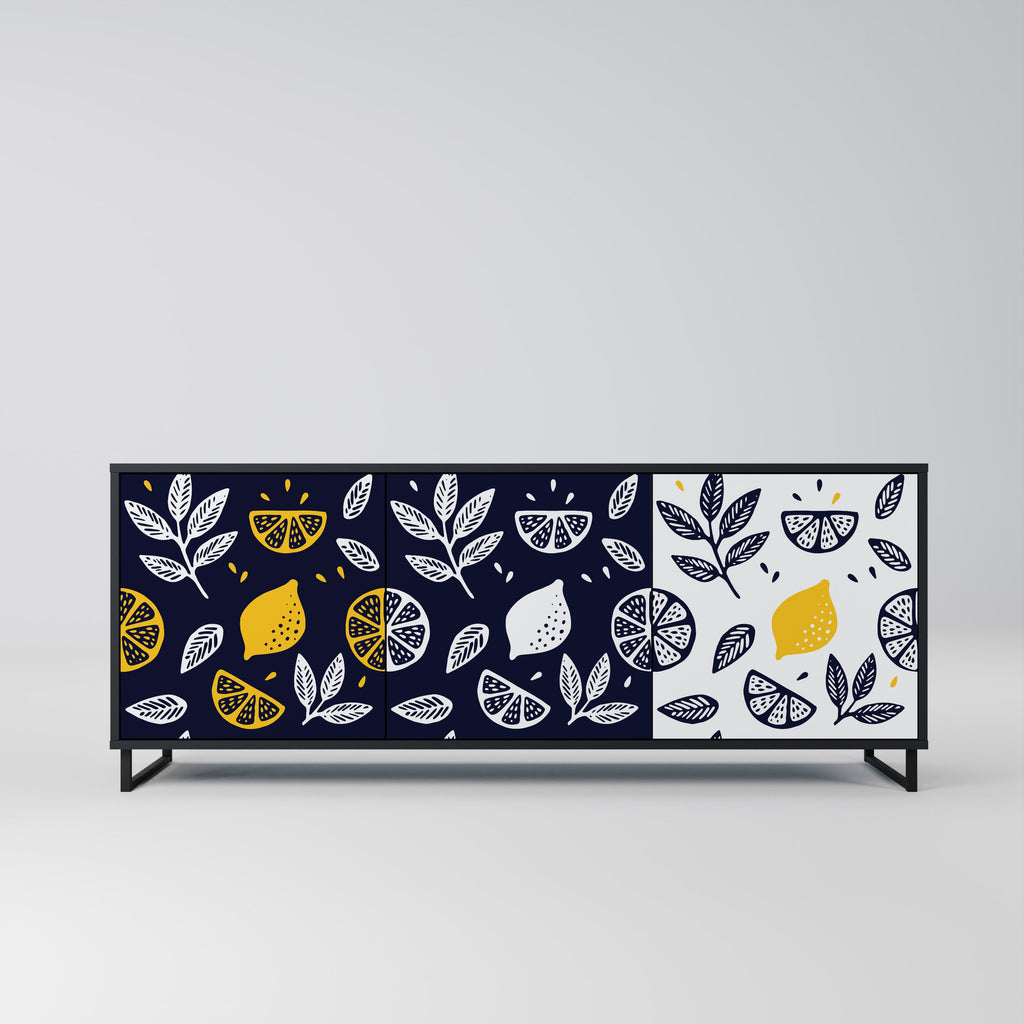 Buffet 3 portes CITRUS NOIR ET BLANC en finition noire