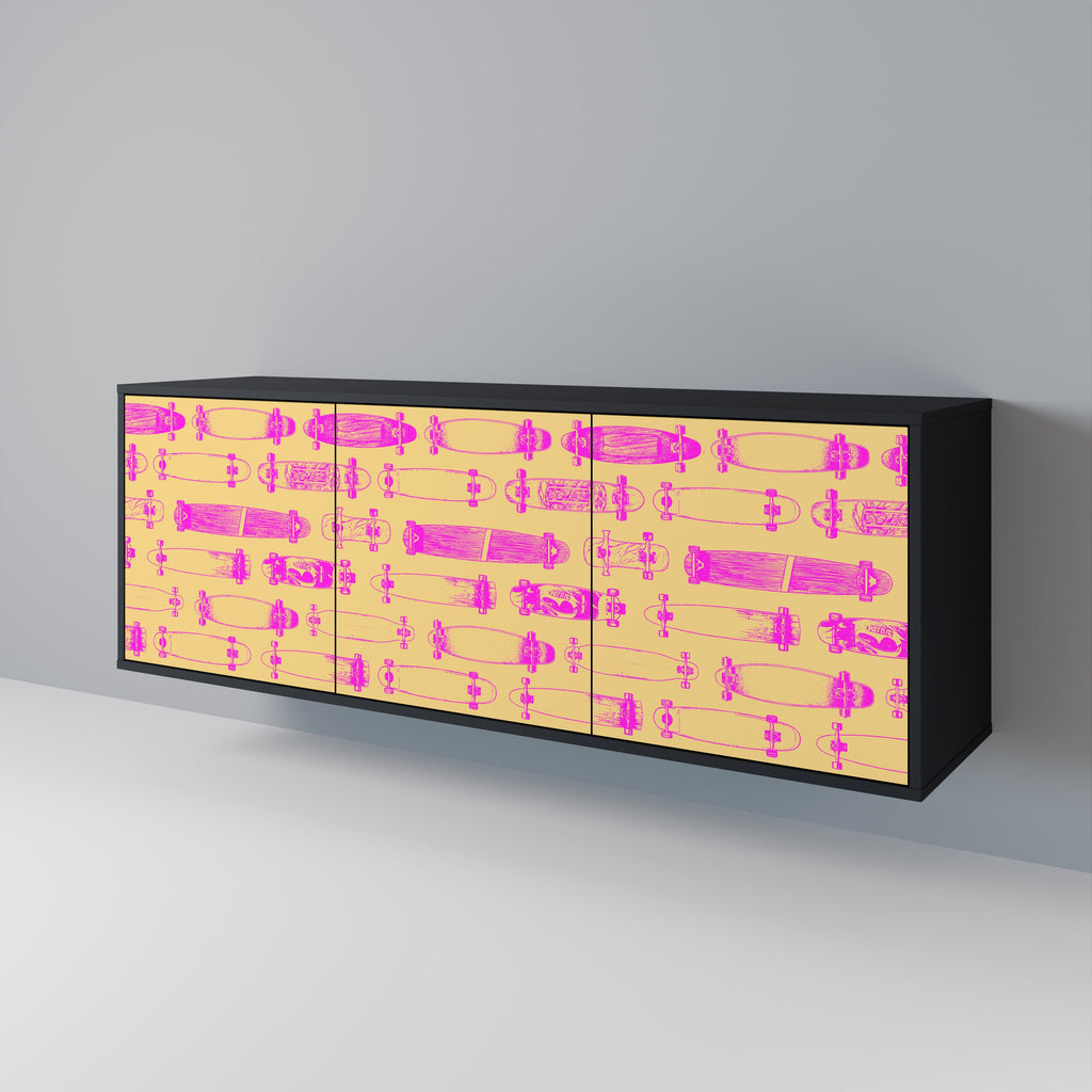 Buffet 3 portes SKATEBOARD ARTISTRY en finition noire