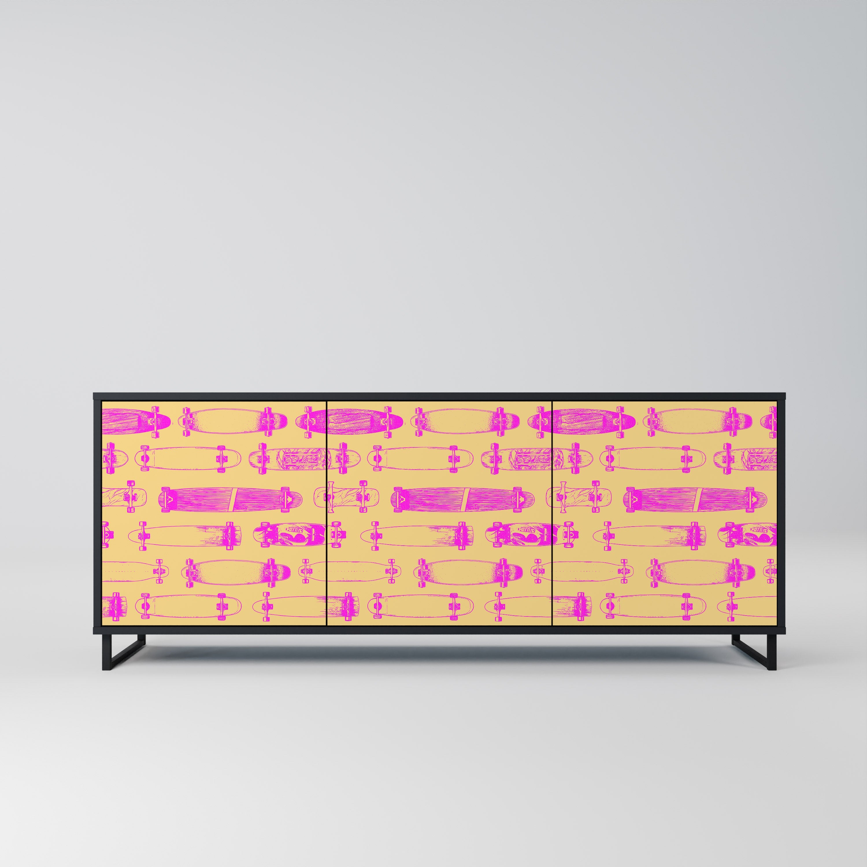 Buffet 3 portes SKATEBOARD ARTISTRY en finition noire