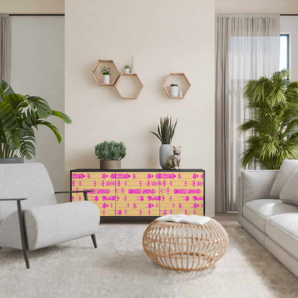 Buffet 3 portes SKATEBOARD ARTISTRY en finition noire