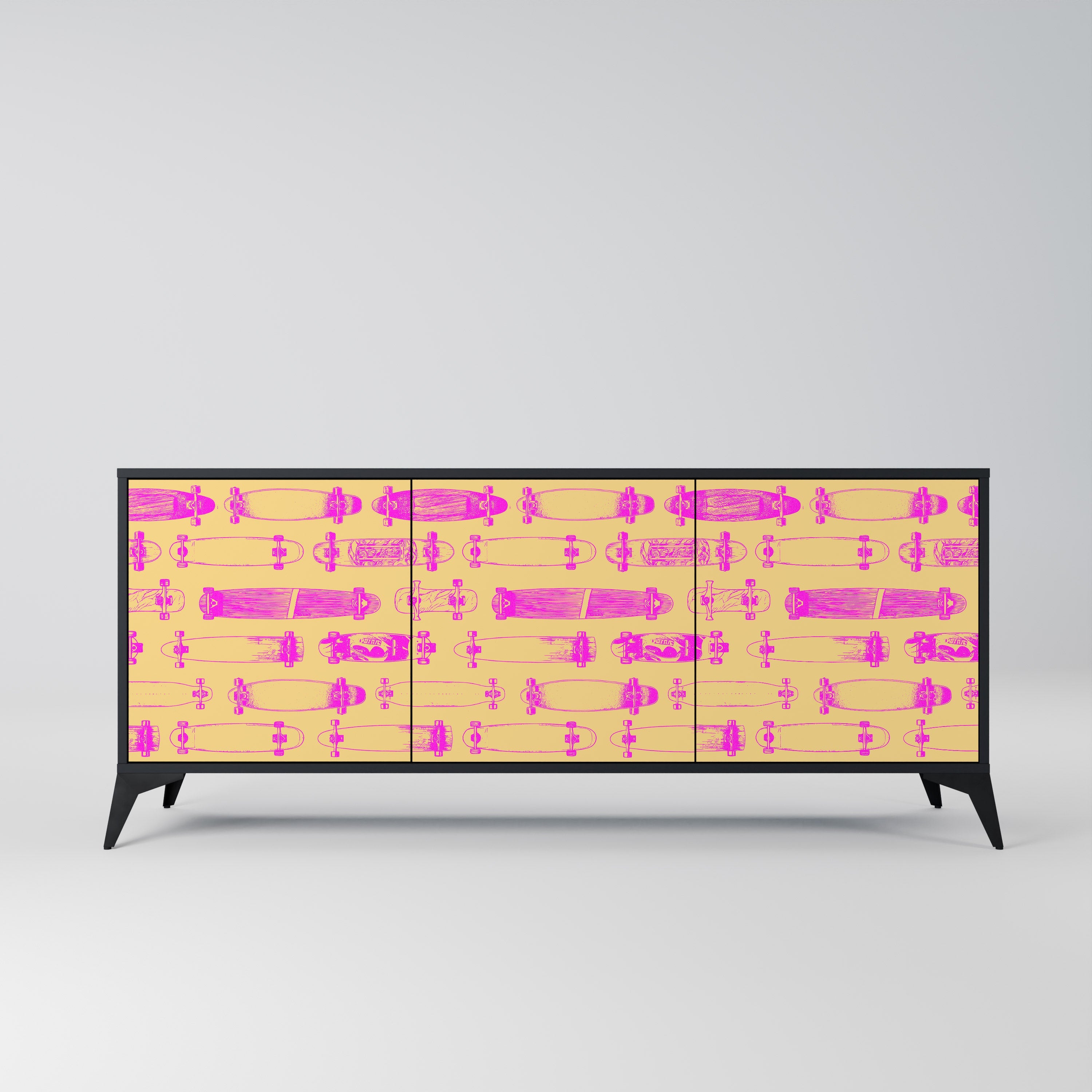 Buffet 3 portes SKATEBOARD ARTISTRY en finition noire