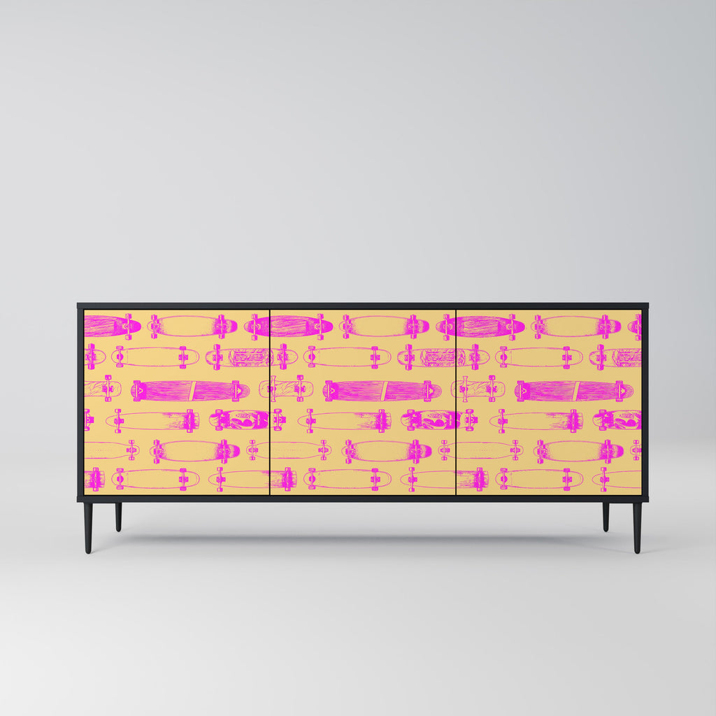 Buffet 3 portes SKATEBOARD ARTISTRY en finition noire