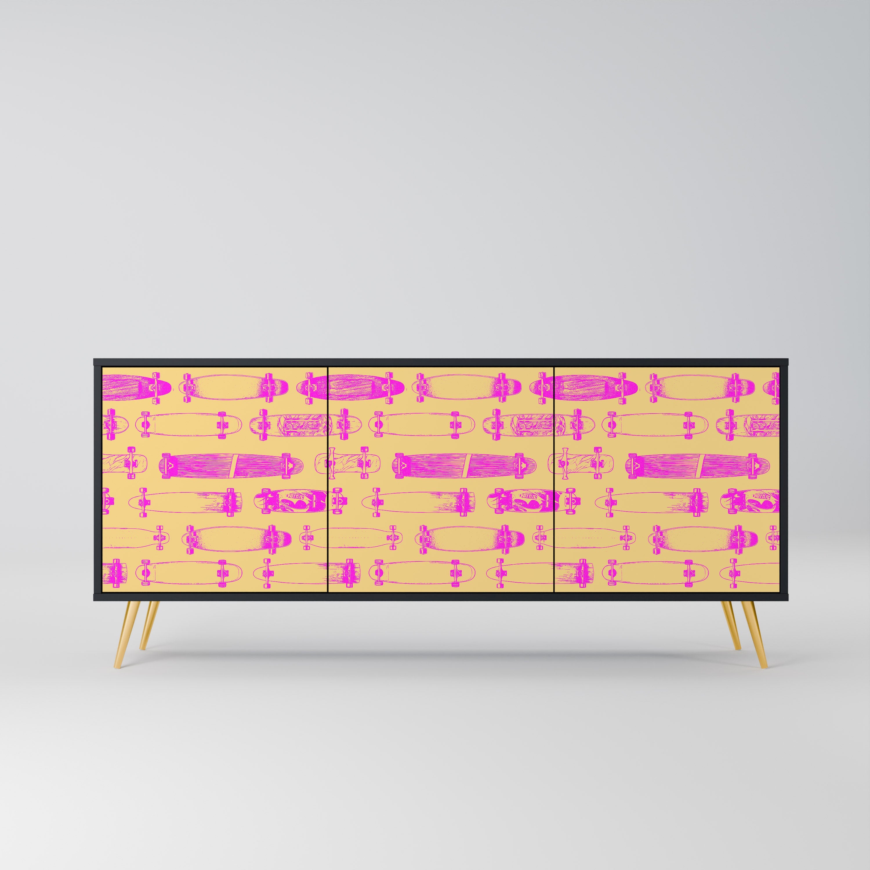 Buffet 3 portes SKATEBOARD ARTISTRY en finition noire