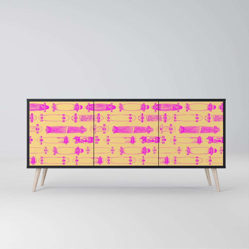 Buffet 3 portes SKATEBOARD ARTISTRY en finition noire