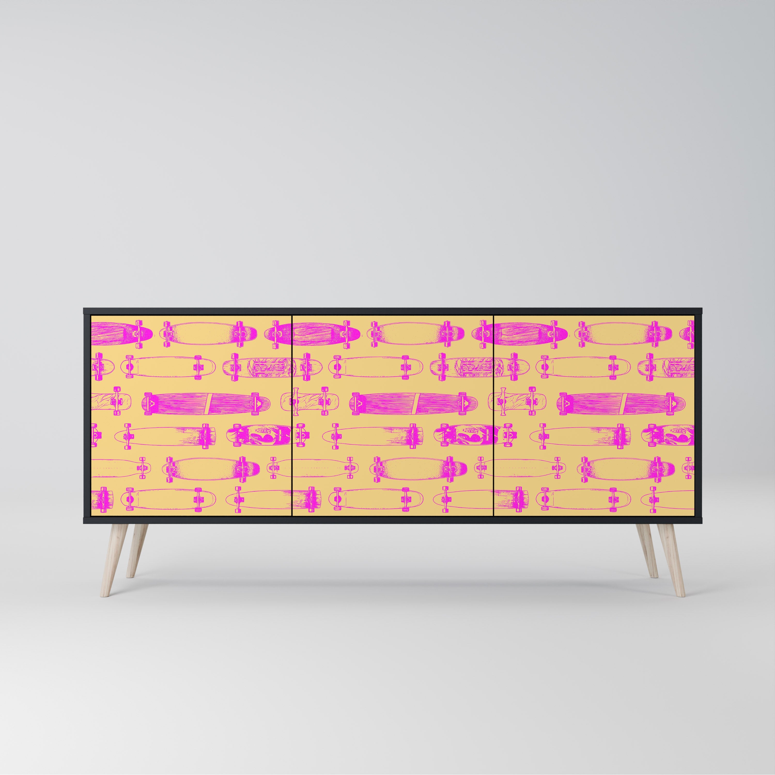 Buffet 3 portes SKATEBOARD ARTISTRY en finition noire