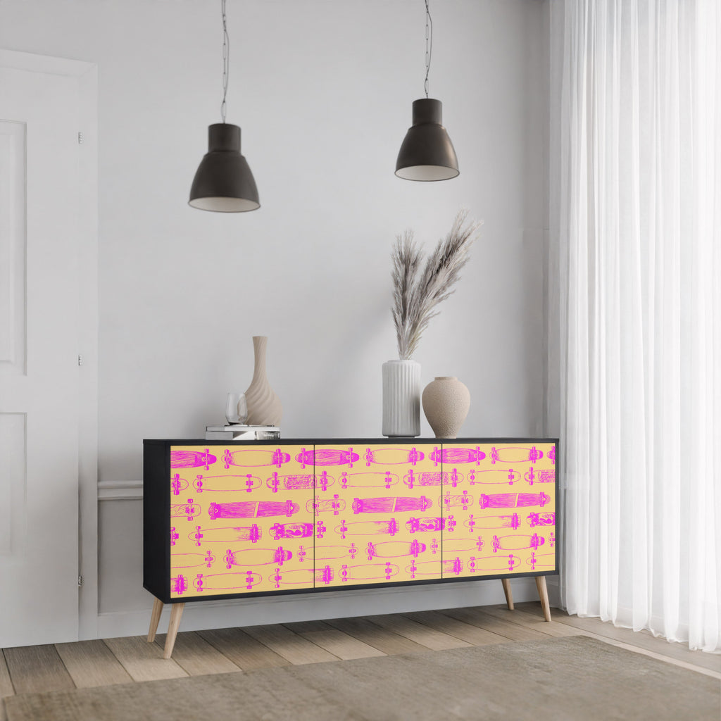 Buffet 3 portes SKATEBOARD ARTISTRY en finition noire