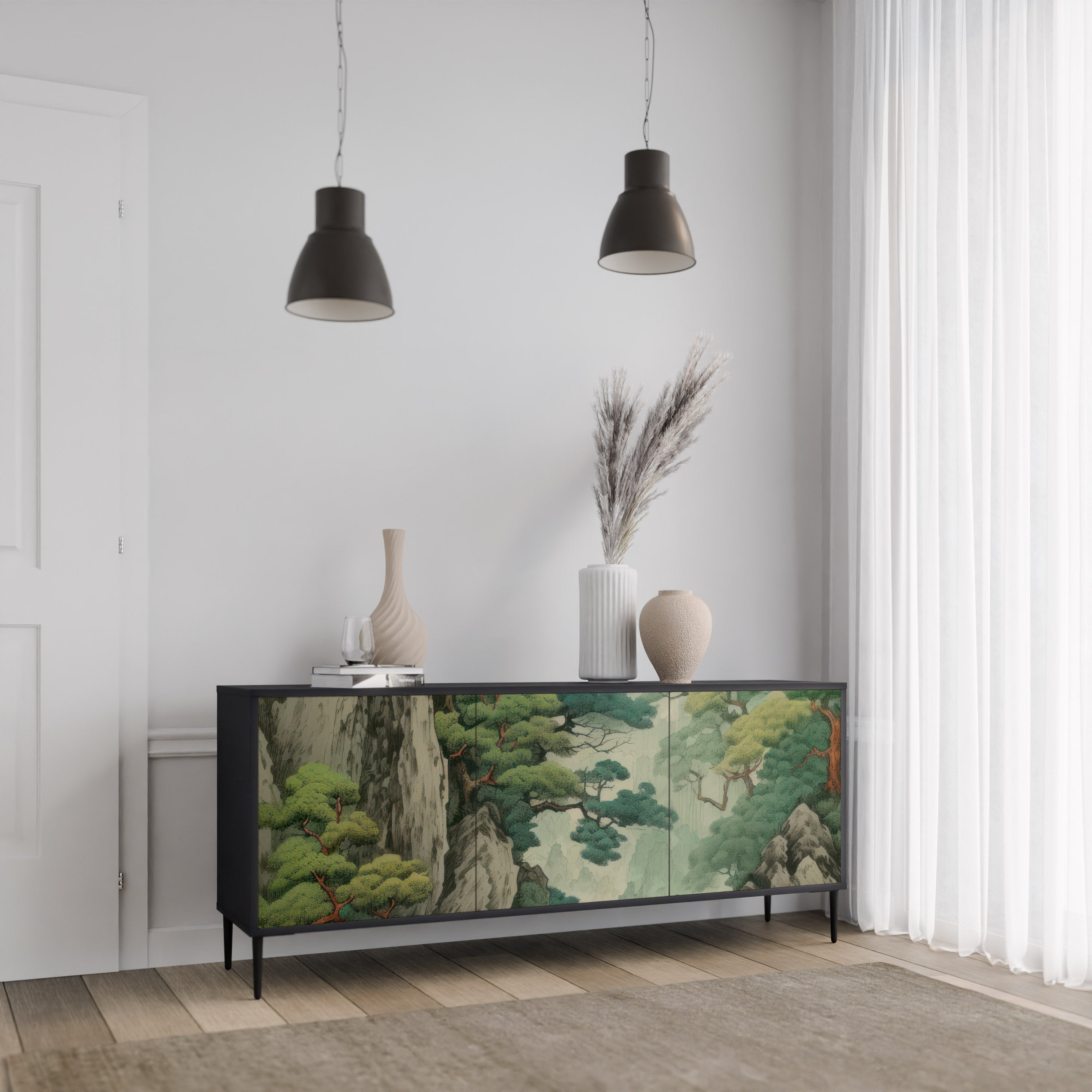 Buffet 3 portes VERDURE ABYSS finition noire