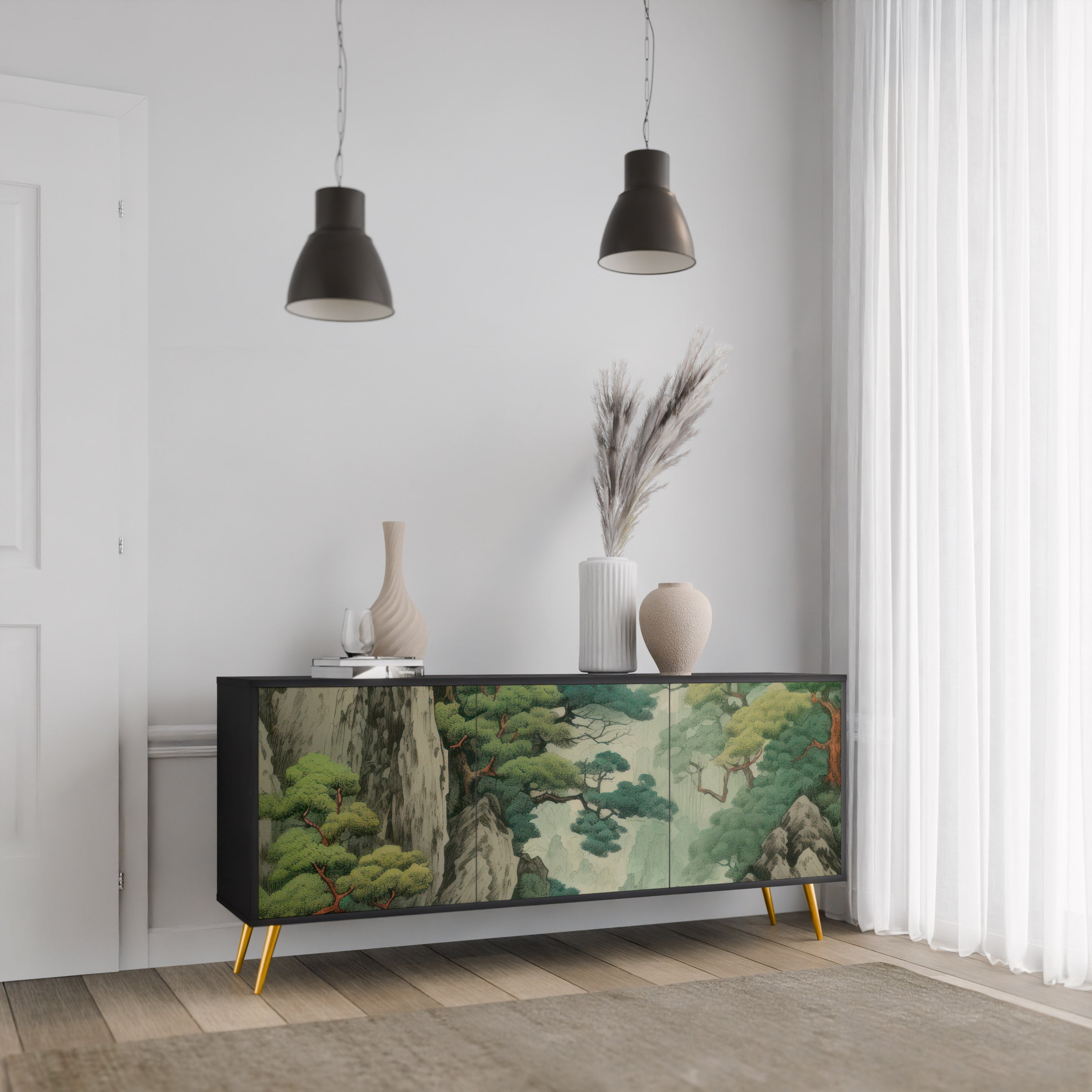 Buffet 3 portes VERDURE ABYSS finition noire