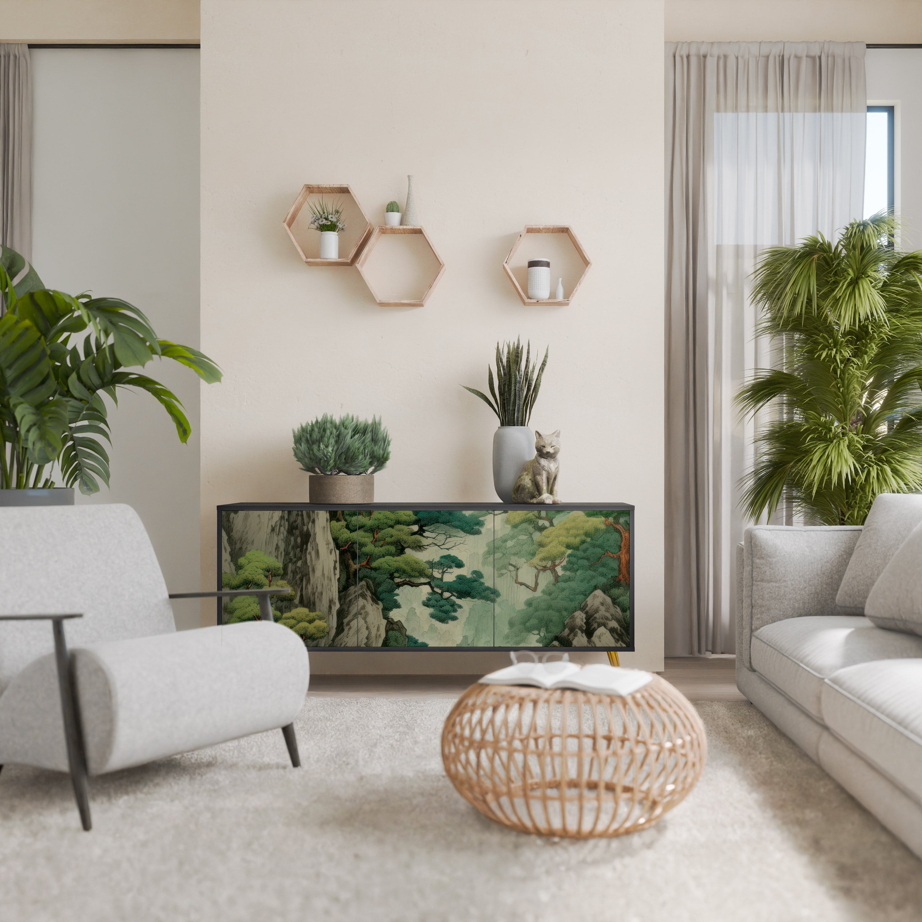 Buffet 3 portes VERDURE ABYSS finition noire