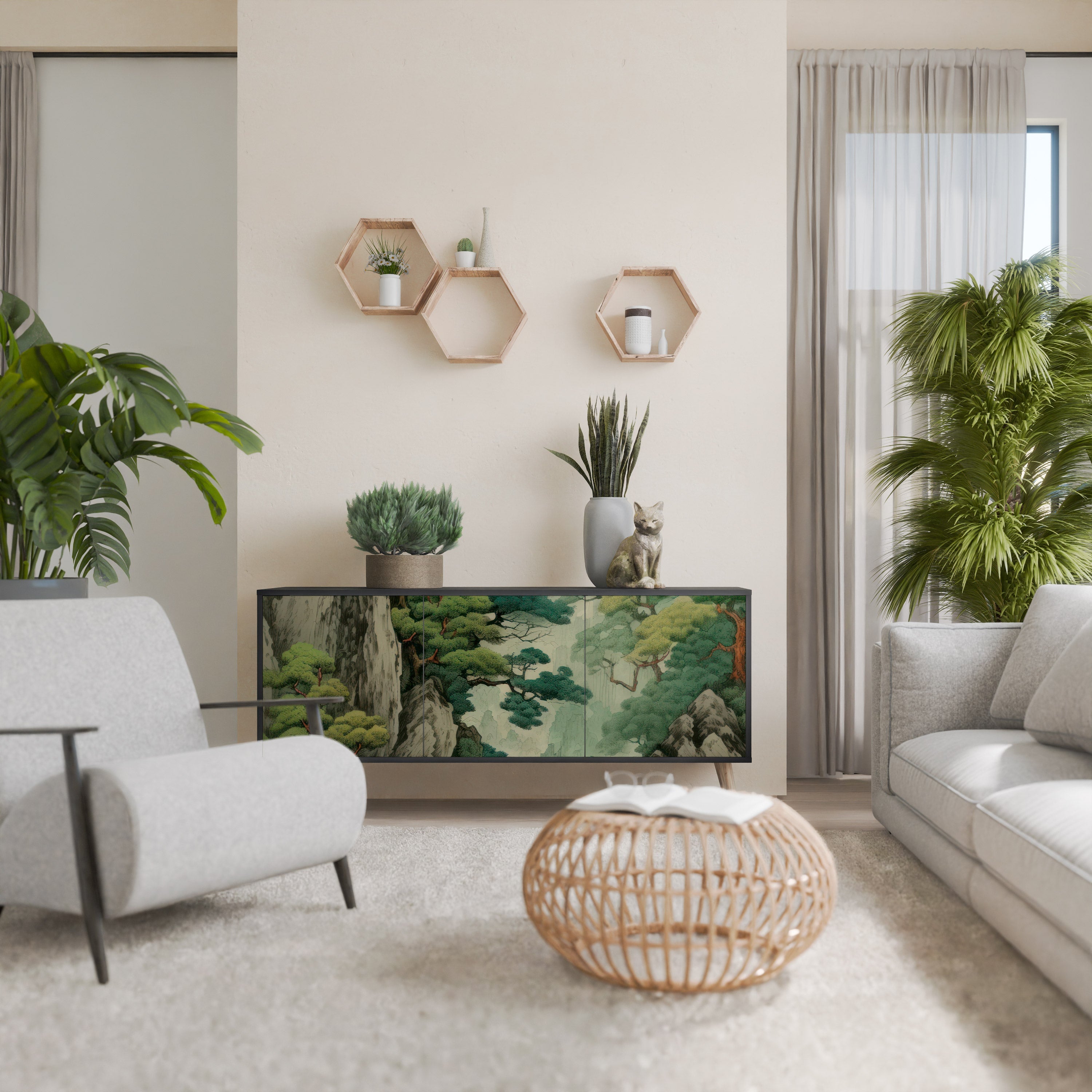 Buffet 3 portes VERDURE ABYSS finition noire